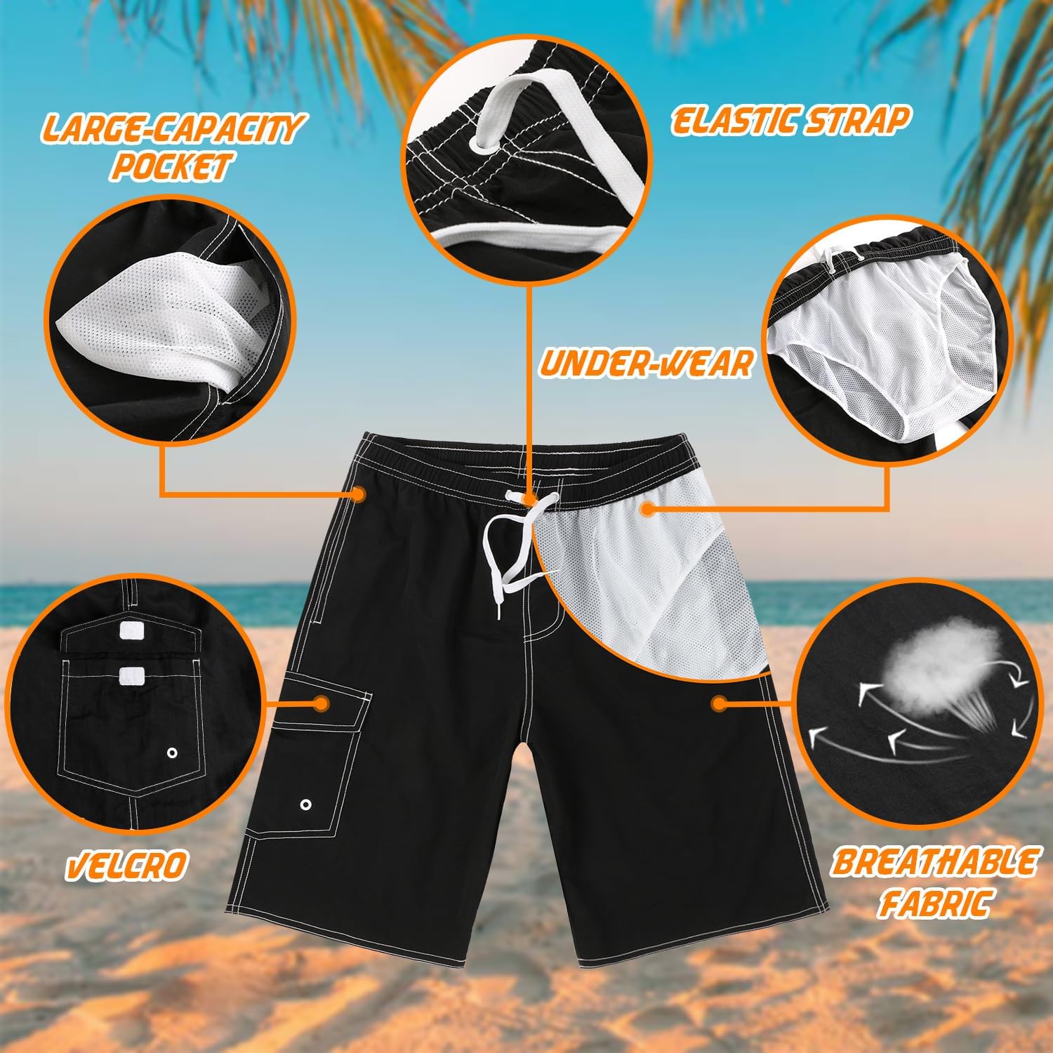 Mens Swimming Trunks Swim Trunks Quick Dry Swim Shorts with Mesh Lining Funny Swimwear Bathing Suits