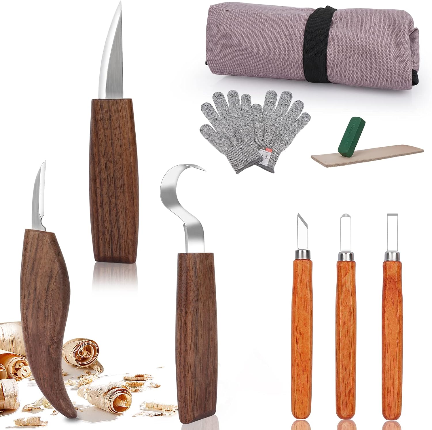 Wood Carving Tools, Wood Carving Knives, 10 in 1 Whittling Wood Carving Kit for Adult, Kids and Beginners…