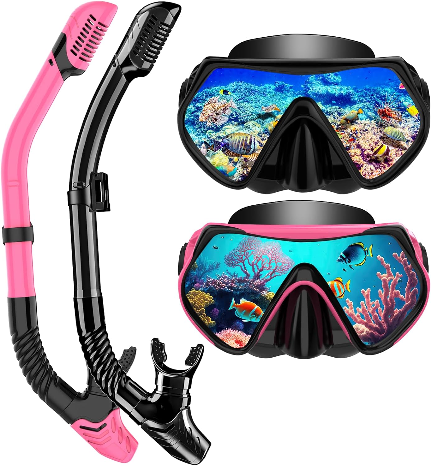 Snorkeling Gear for Adults, Dry-Top Snorkel Set Scuba Diving mask, 180°Panoramic Wide View Professional Snorkeling Gear Breathing Freely Snorkel Mask