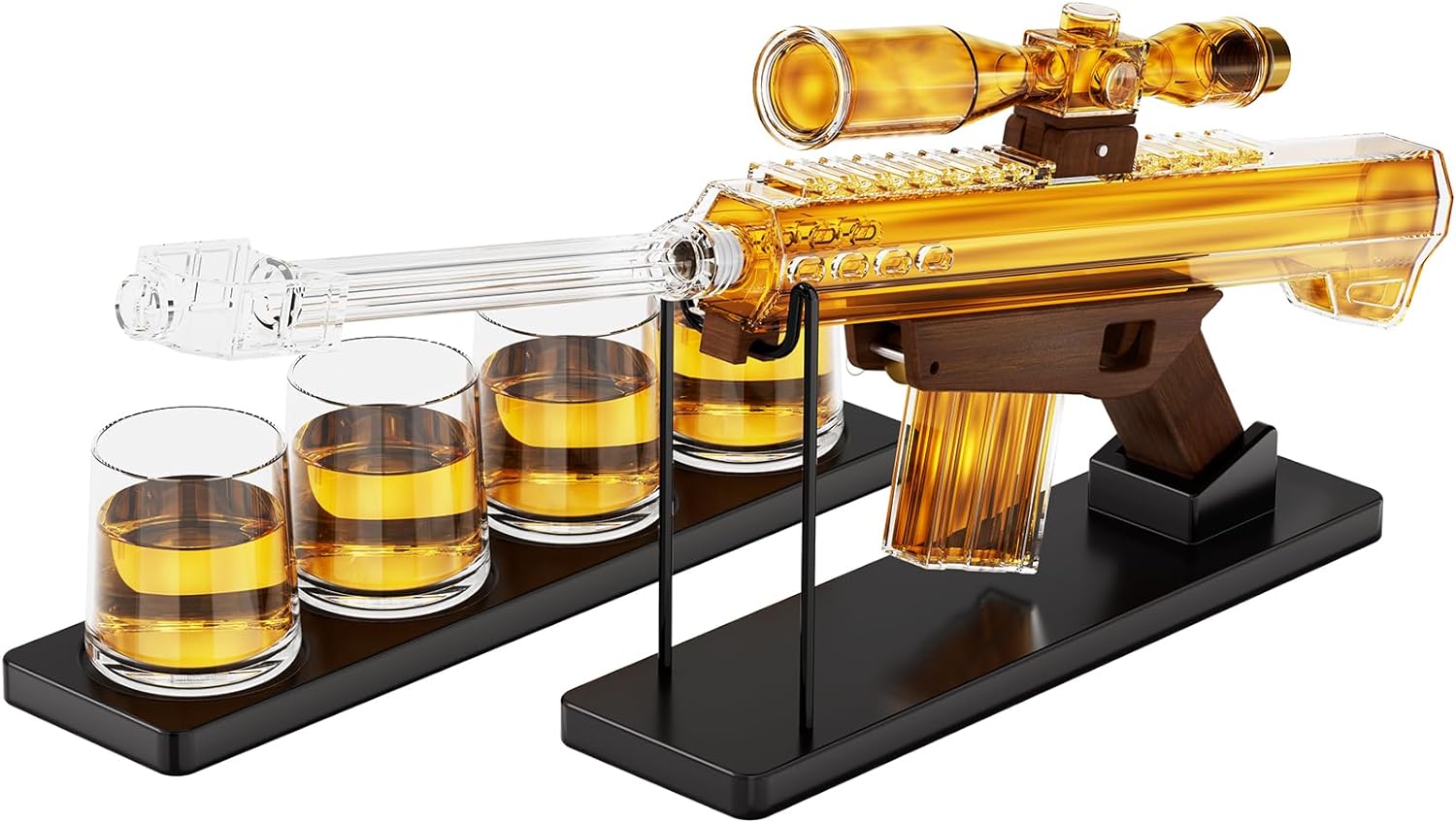 Kollea Gifts for Men Dad, TikTok Gun Barrett Whiskey Decanter Set and 4 Glasses with 5 Oz Sighting Telescope, Unique Birthday Gift Ideas for Him Father, Cool Liquor Dispenser for Home Bar, Party Decor