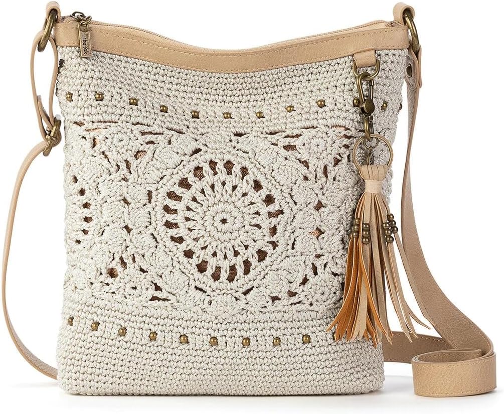 The Sak Lucia Crossbody Purse - Hand Crochet Women's Handbag for Everyday & Travel - Cross Body Bag With Zipper Closure