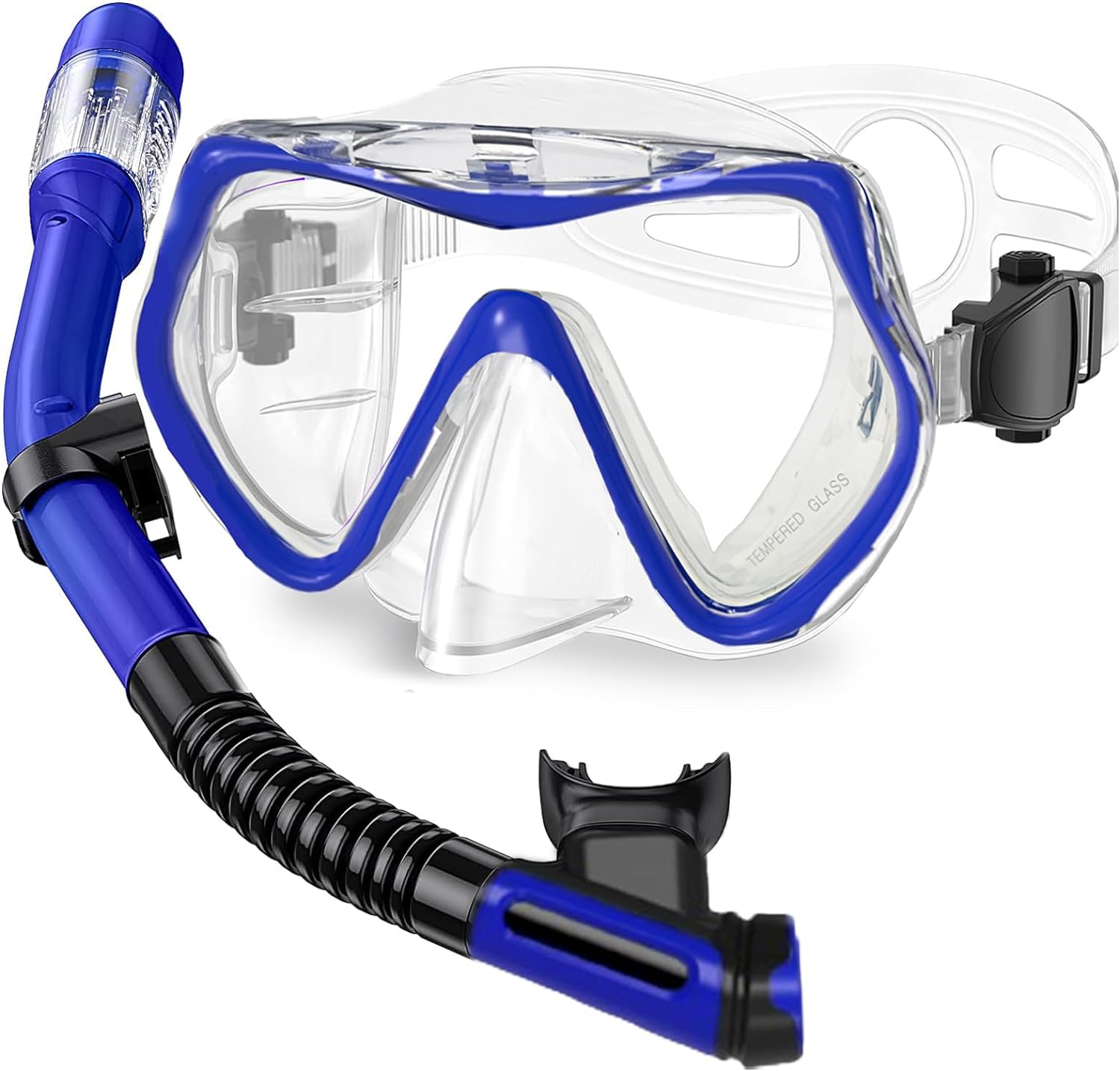 Snorkeling Gear for Adults,Otowaving Dry Snorkel Set,Panoramic View Snorkel Gear, Anti-Fog Tempered Glass Swim Mask,Snorkel for Lap Swimming Diving Scuba Training Travel Snorkel Kit