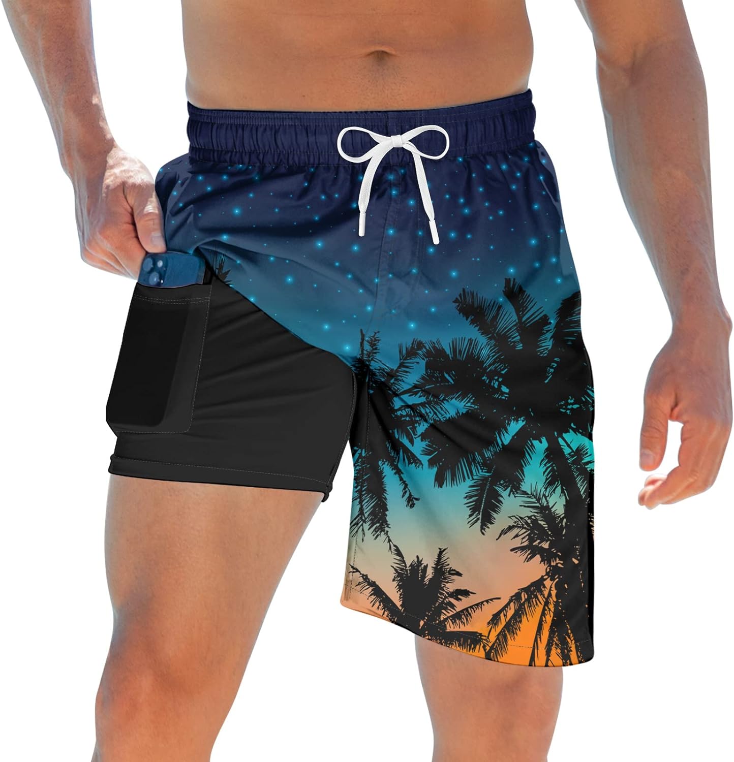 TUONROAD Mens Swim Trunks with Compression Liner 2 in 1 Board Shorts 9 Inch Quick Dry Swimming Trunks with Pockets