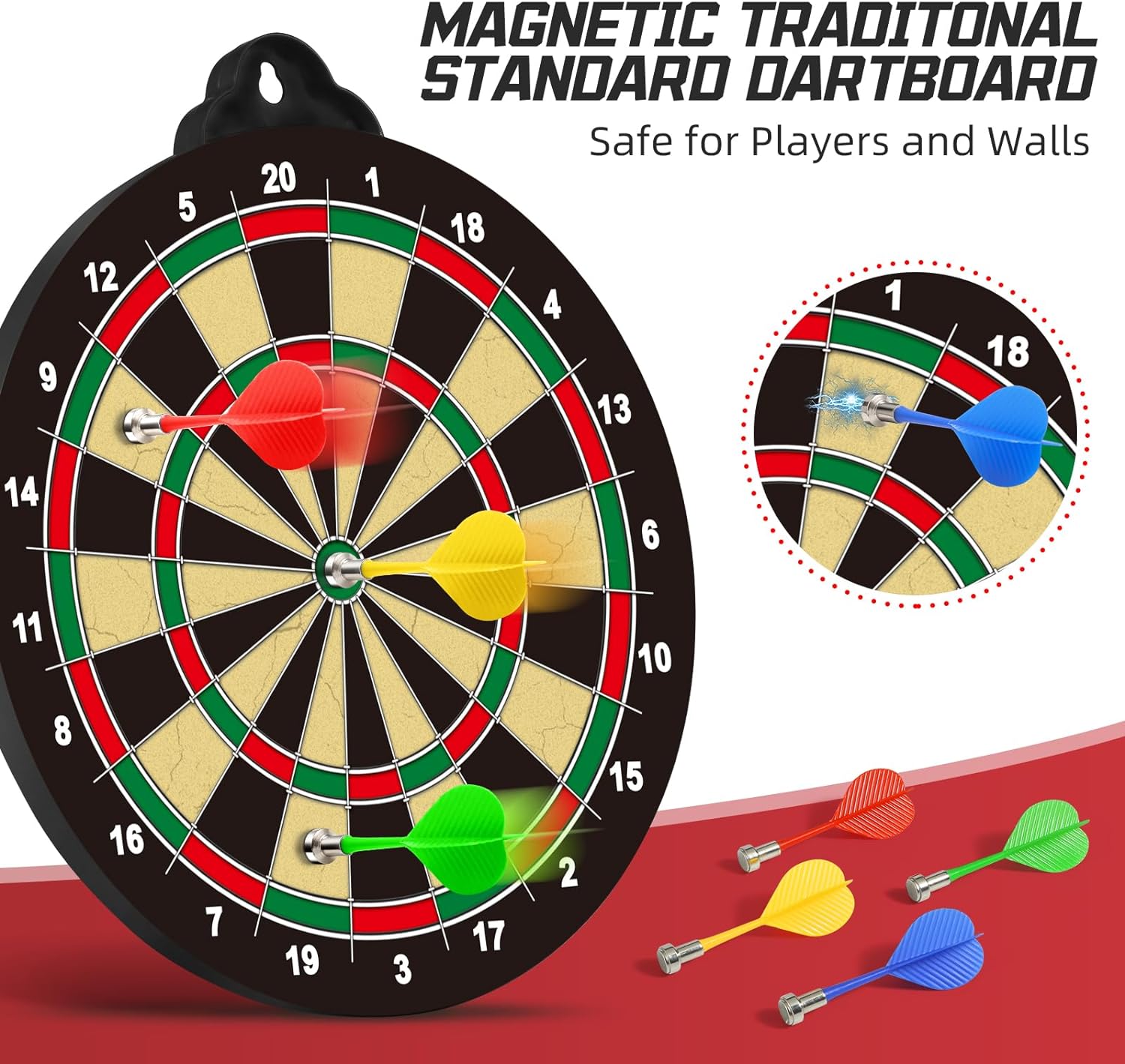 2 in 1 Magnetic Dart Board, Kids Double-Sided Dart Board with 12 Magnetic Darts and 12 Sticky Balls, Indoor Travel Outdoor Party Games Toys Gifts for 5 6 7 8 9 10 11 12 Year Old Boys Kids and Adult