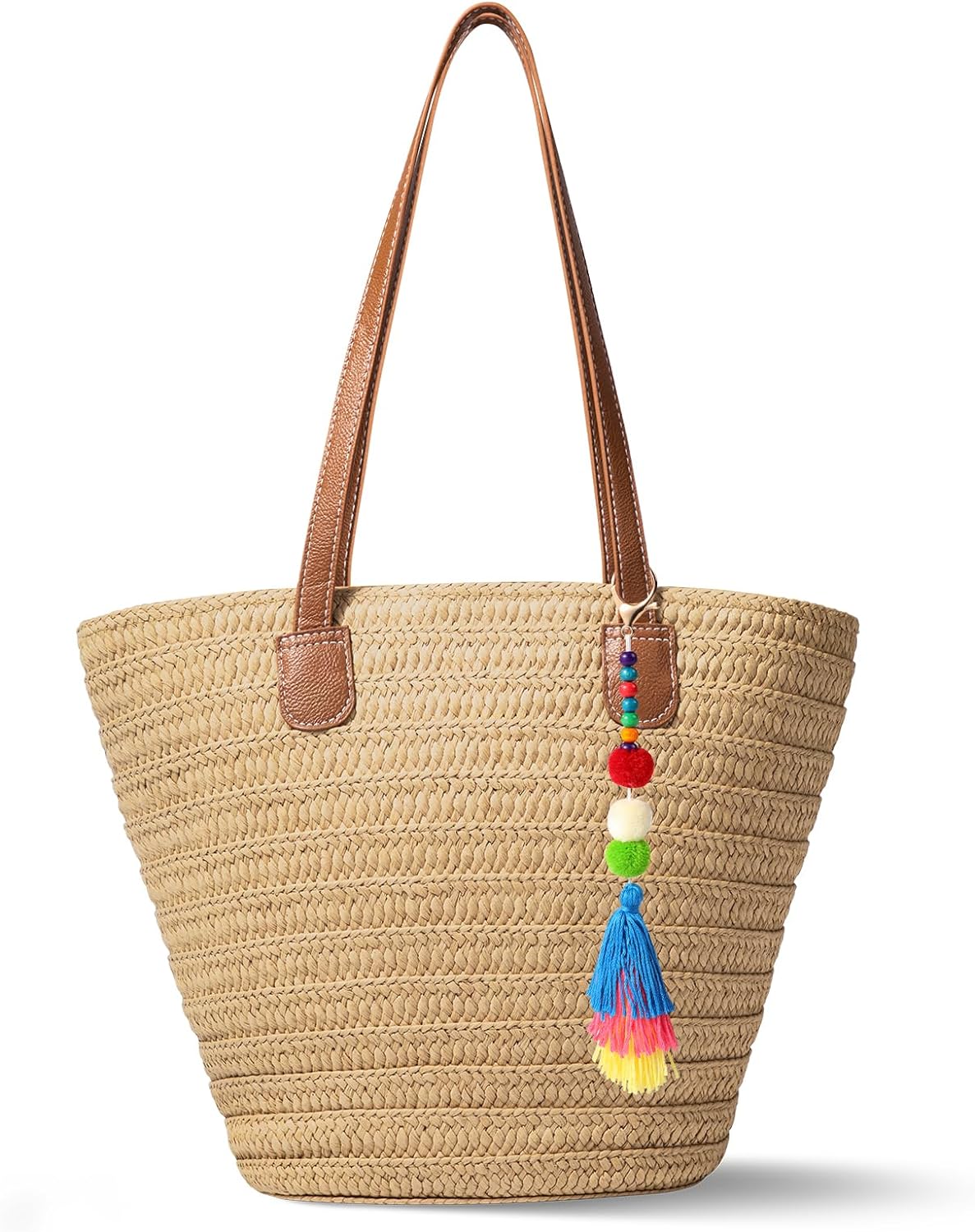 Trifabricy Beach Bag, Large Beach Bag for Women, Woven Straw Beach Tote Bag Waterproof, Weaving Swim Shopping Travel Bag