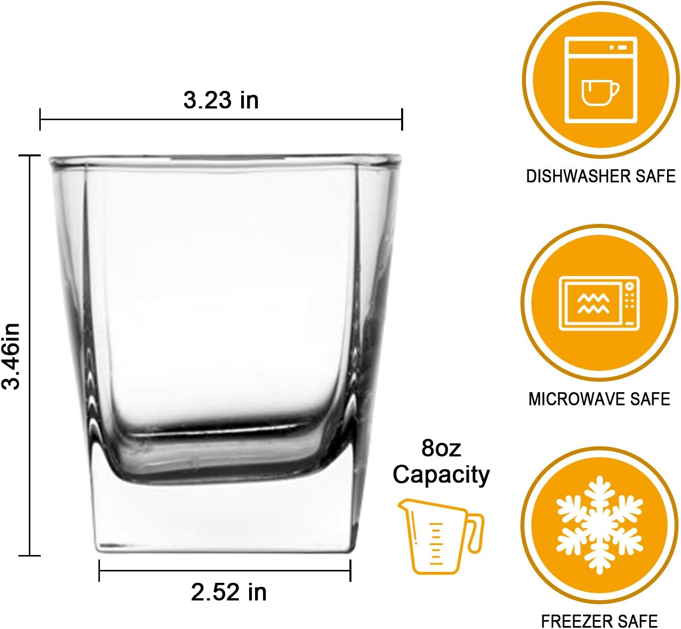 QAPPDA Heavy Base Whiskey Glasses, 8 oz Set of 12, Premium Quality Glass, Classic Design, Ideal for Whiskey, Vodka, Tequila, Cocktails, Great Gift Set