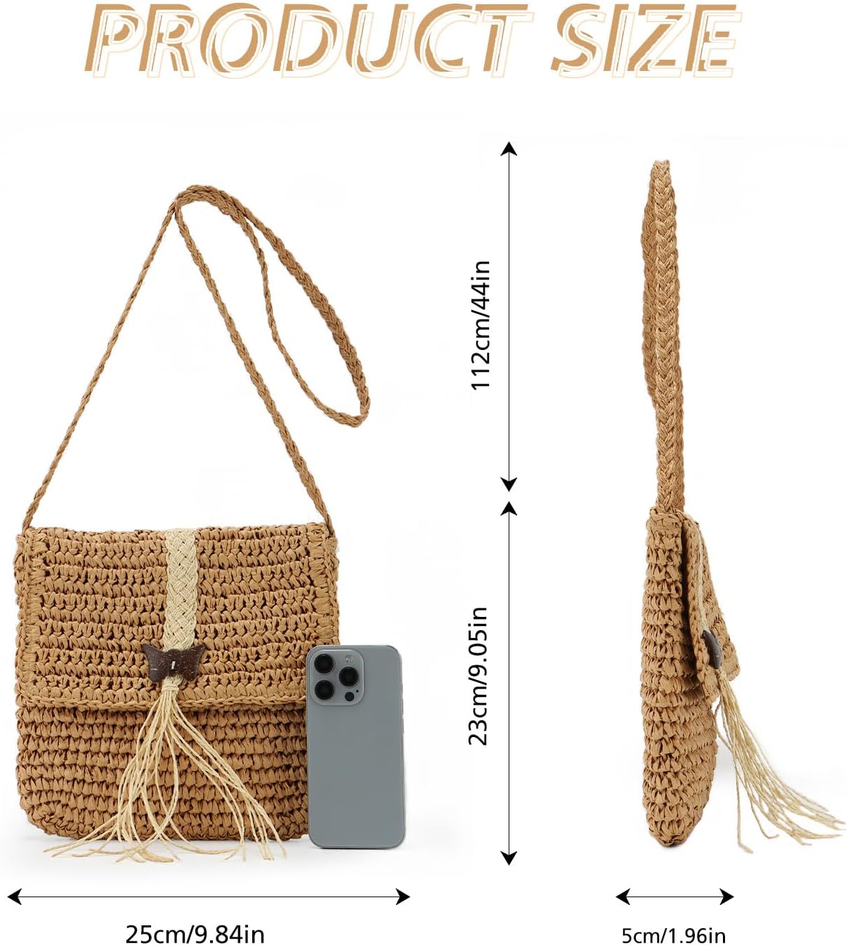 Straw Clutch Crossbody Bags for Women,Summer Beach Straw Shoulder Tote Bag Raffia Hand-Woven 2024