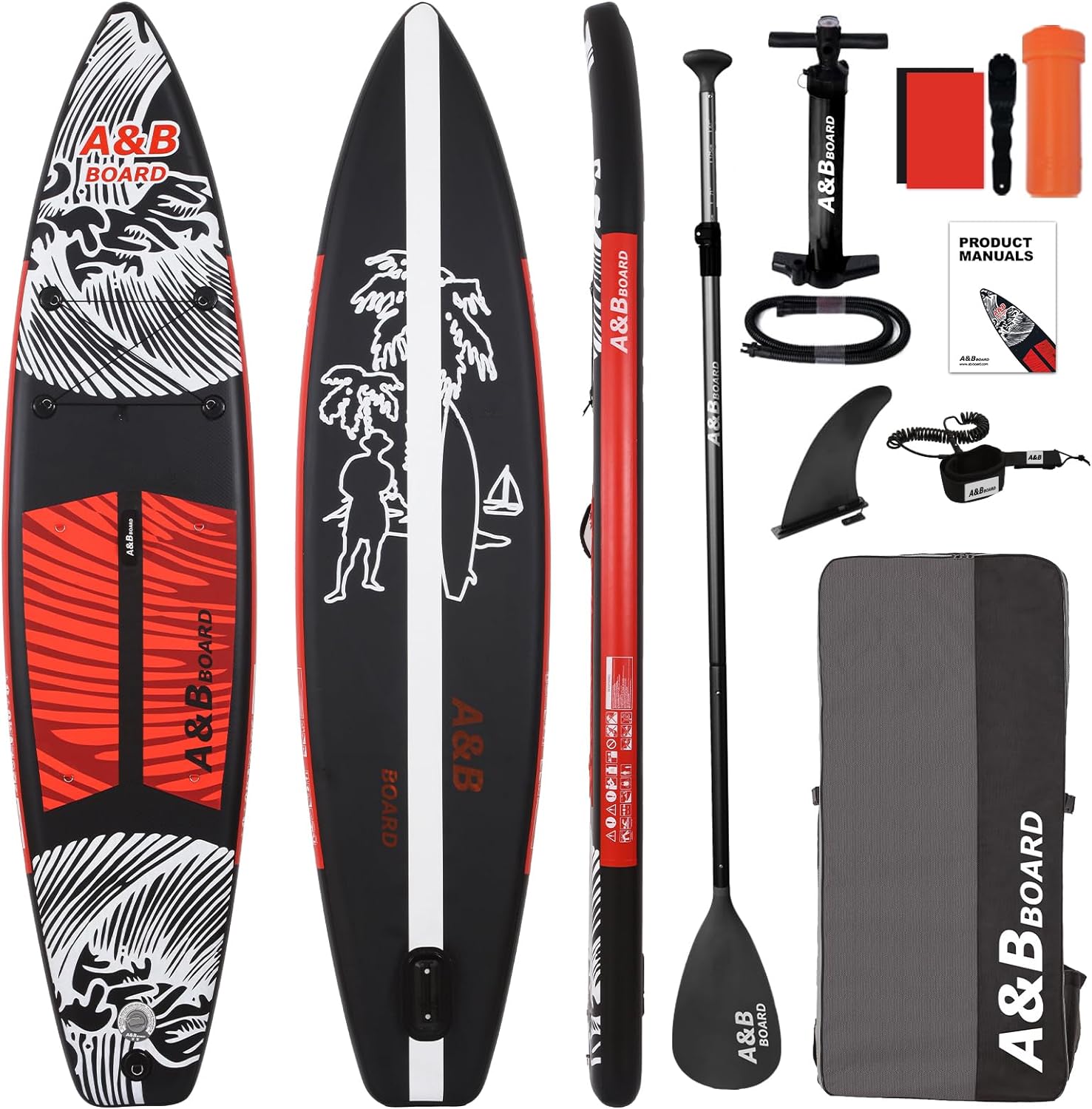 A&BBOARD Inflatable Stand Up Paddle Board, 10ft/11ft Paddle Boards for Adults with Premium SUP Paddleboard Accessories & Backpack, Dual Action Pump, Wide Stable Design, Non-Slip Comfort Deck