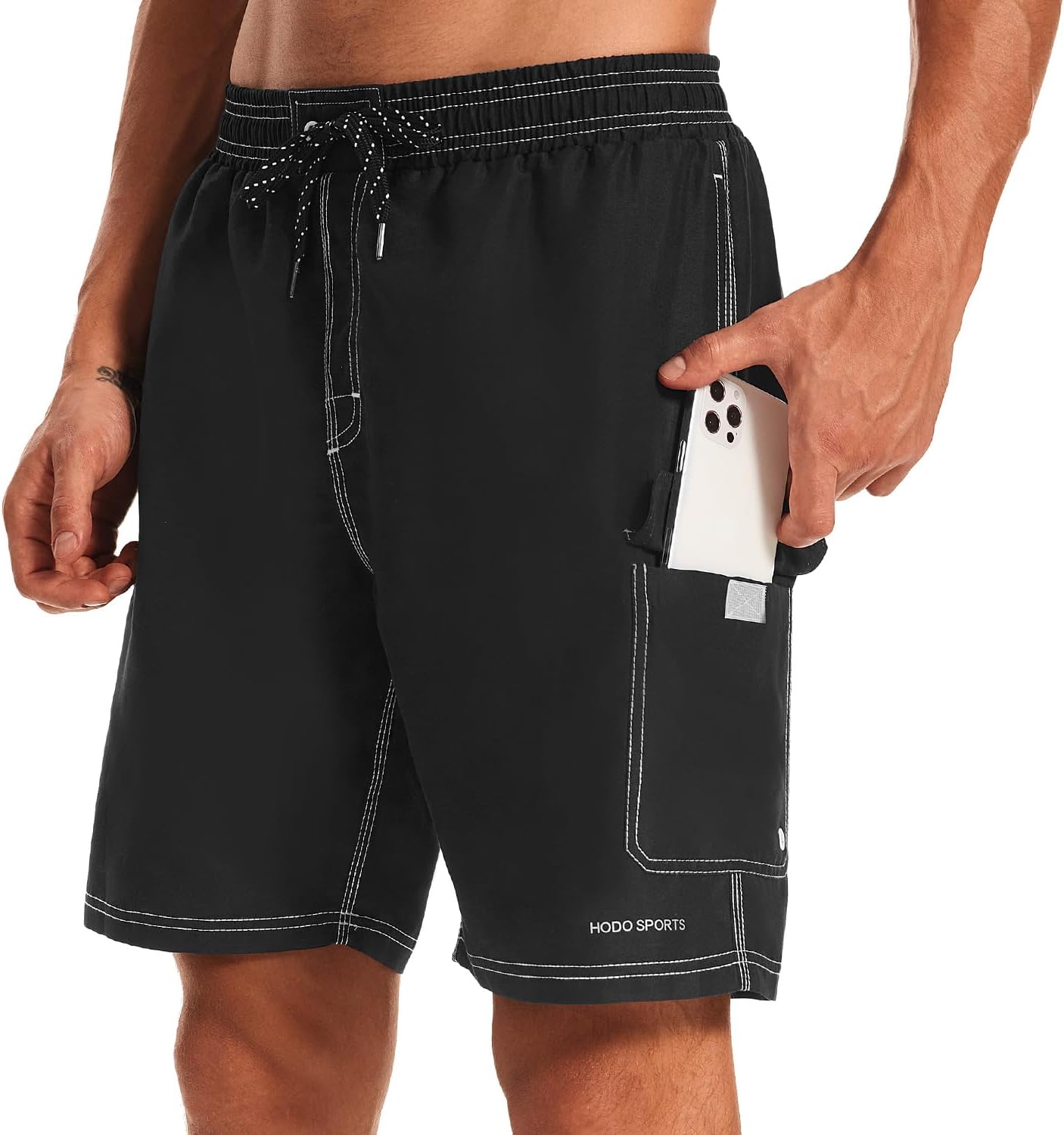 HODOSPORTS Men's 9" Swim Trunks Quick-Dry with Compression Liner (Regular&Extended Sizes)