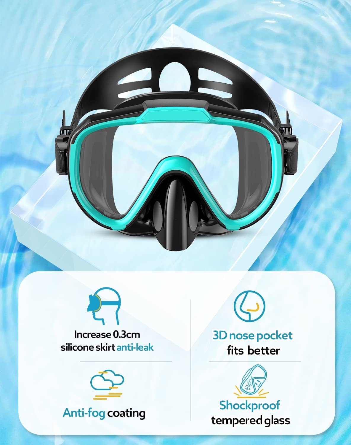 Snorkel Set with Fins for Adults, Mask Fins Snorkel Gear for Men and Women, Dry Top Snorkel Mask Snorkel Fins Combo Set with Travel Bag for Snorkeling, Diving, Swimming