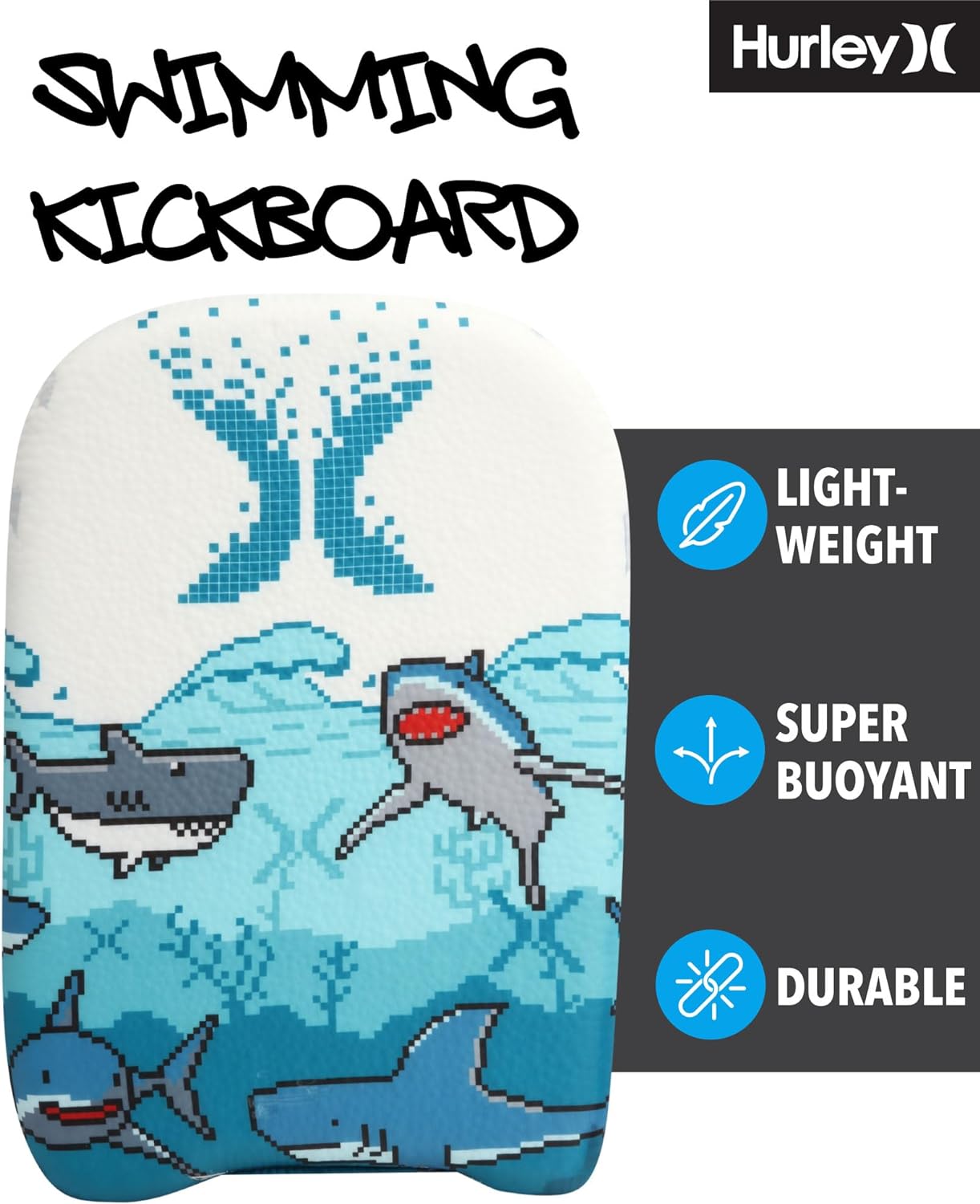 Hurley Swimming Kickboard - Kids Swimming Aid & Training Boogie Board - Learn to Swim Safety Pool Toy for Children (16 Inches)