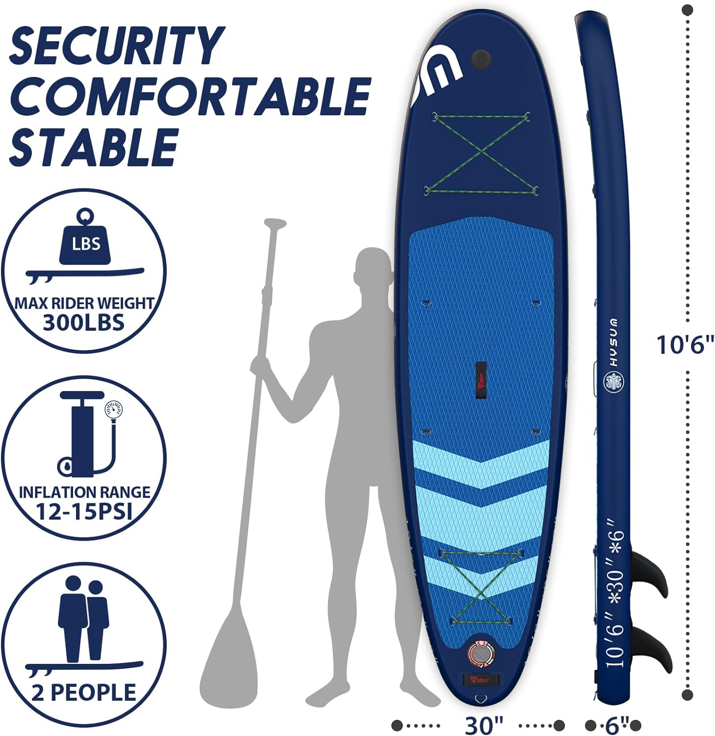 Inflatable Stand Up Paddle Board, 10'6"x30"x6" Ultra-Light Paddleboards for All Skill Levels with SUP Accessories, Paddle, Fins, Leash, Pump, Backpack