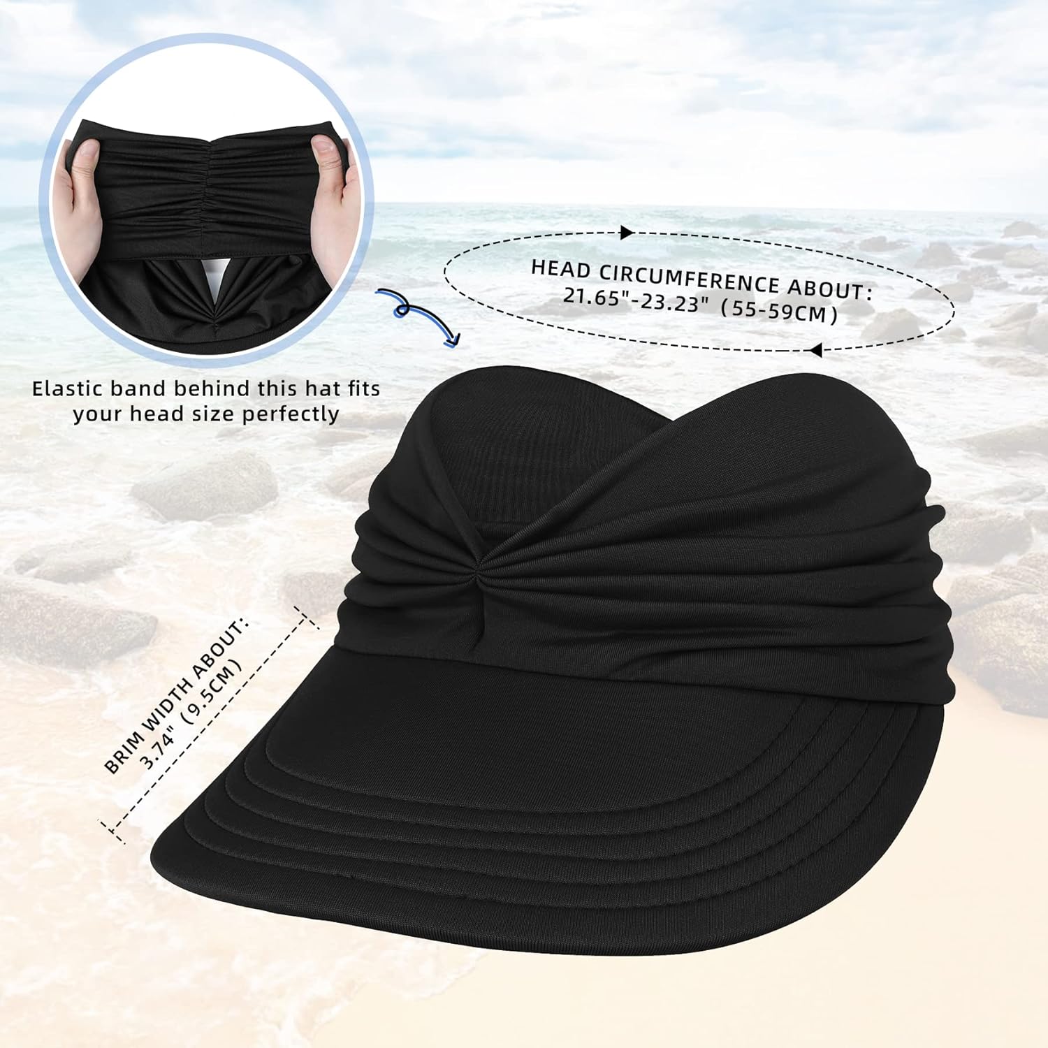 Zando Womens Sun Visor Hat Wide Brim Sun Hats for Women UV Protection Summer Beach Hats for Women Foldable Sports Visors