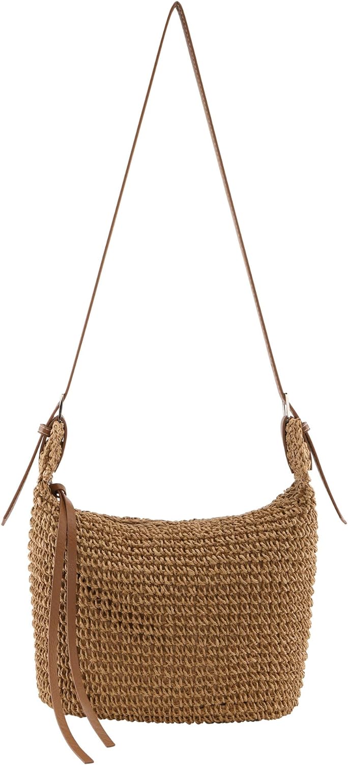 Ayliss Women Straw Handbag Purse Small Summer Beach Handmade Crossbody Shoulder Tote Handbag Handwoven Beach Straw Bag