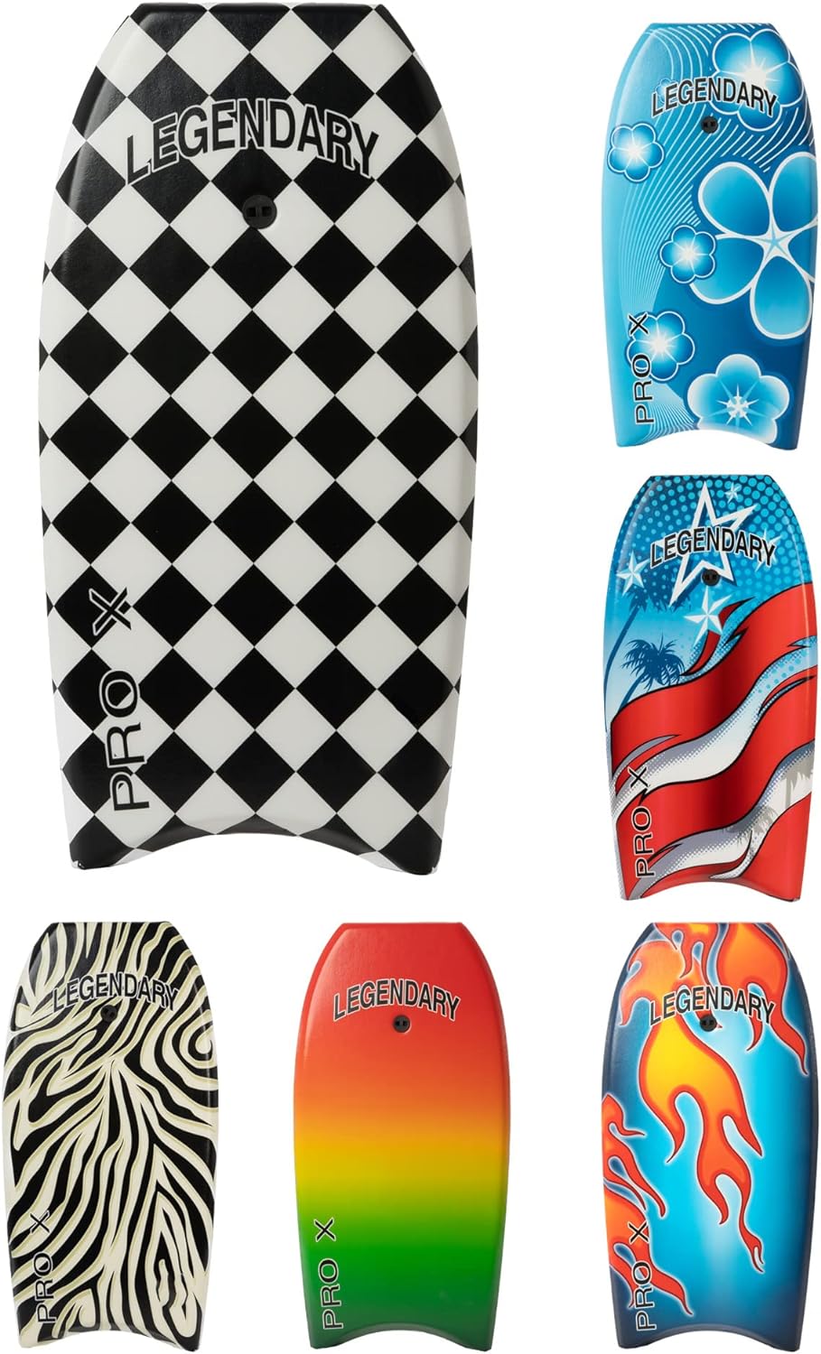 Legendary Pro X Bodyboard for Beach with Hard Slick Bottom, Boogie Boards for Kids & Adults, Heat Sealed with EPS Core, Leash