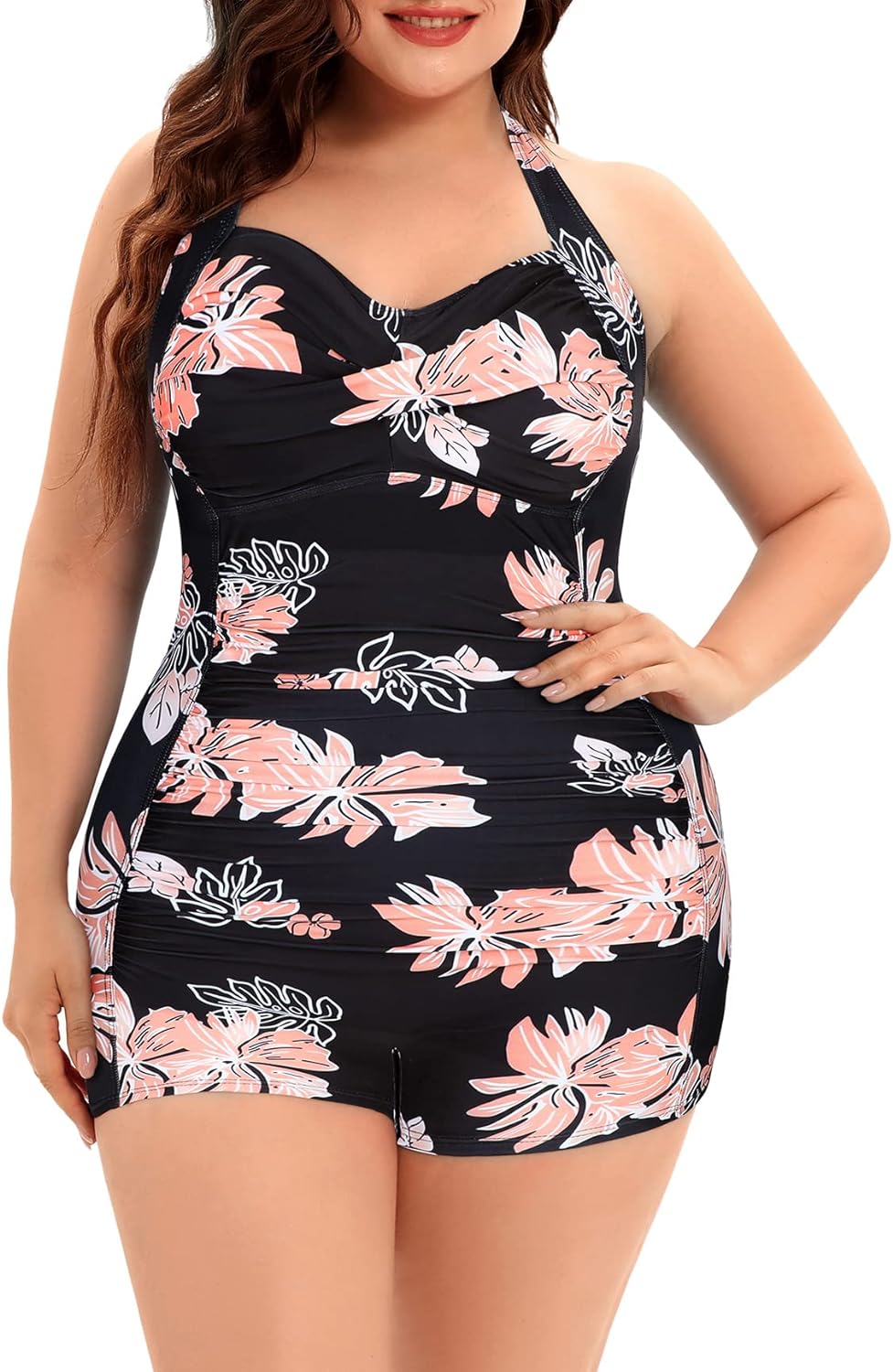 Women's Plus Size Bathing Suits One Piece Swimsuit Women Tummy Control Vintage Ruched Swimwear