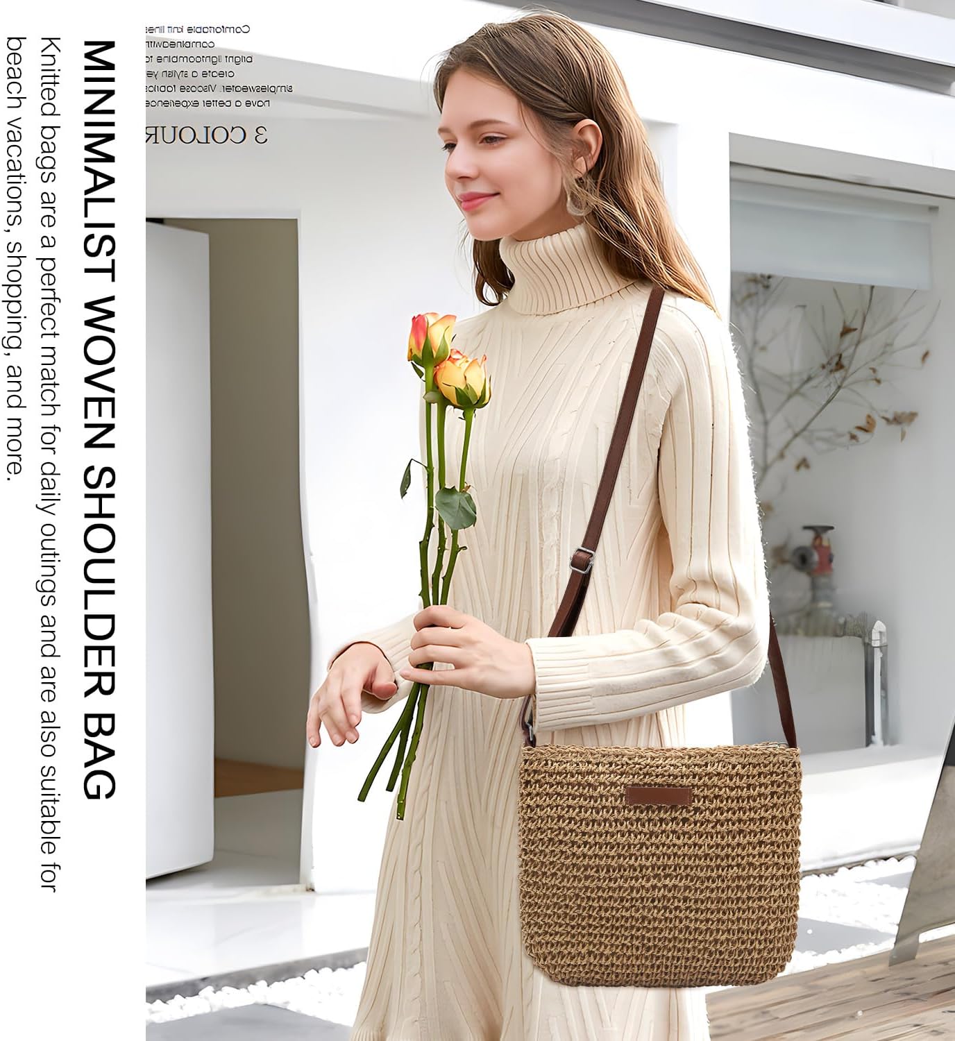 Straw Clutch Bags for Women Shoulder Bag Crossbody Bag Summer Beach Straw Bag Hand-Woven