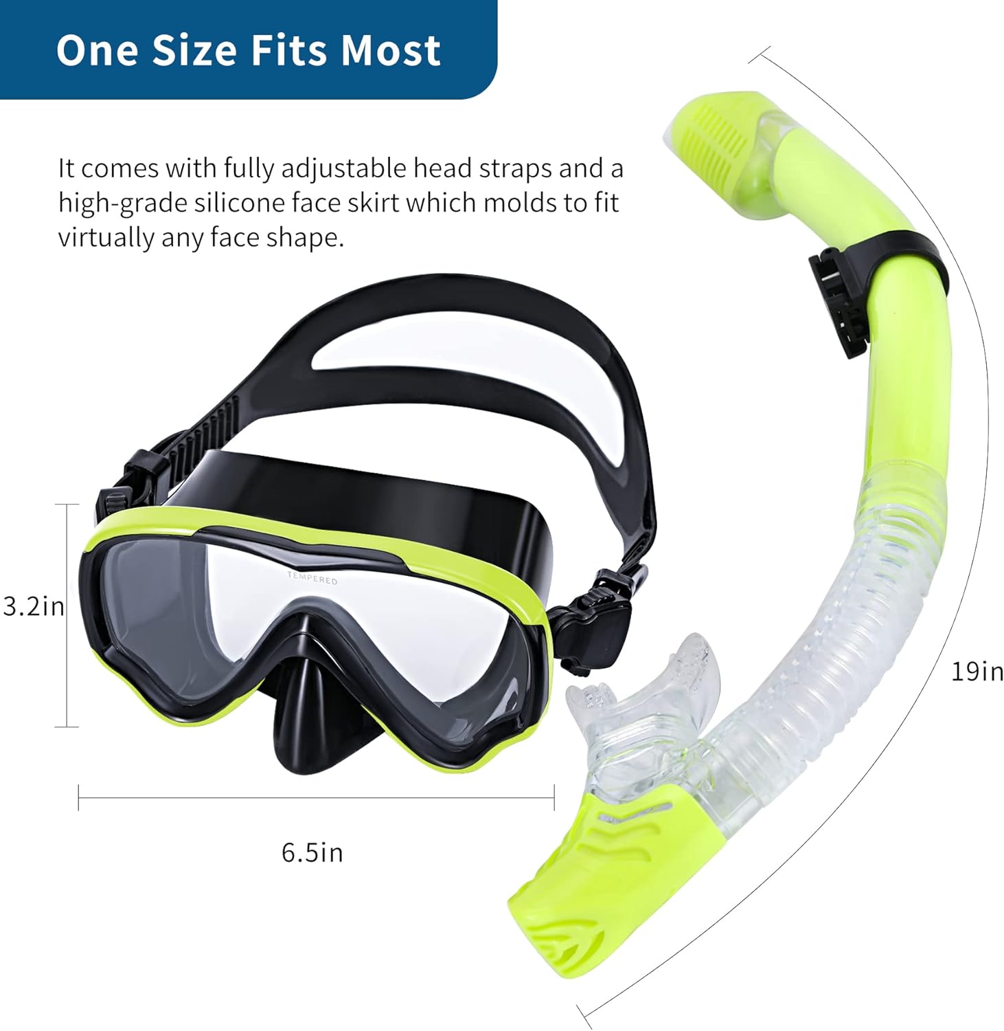 Snorkel Set for Adults & Kids - Anti-Fog Mask with Adjustable Strap and Purge Valve Snorkel - Ideal for Snorkeling & Swimming