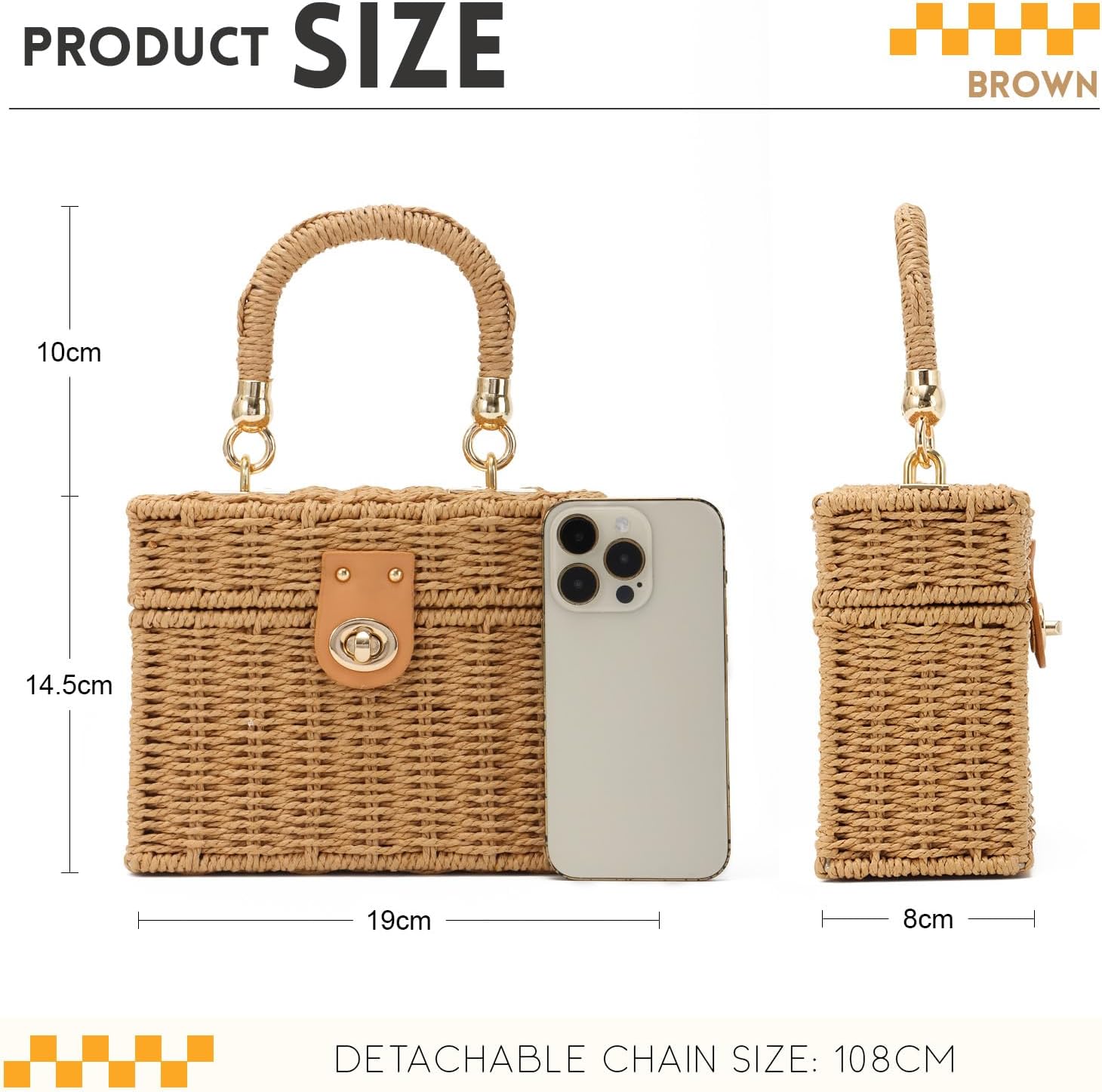 Oweisong Rattan Purse for Women Summer Straw Tote Handbag Woven Bakset Crossbody Bag Trendy Beach Top Handle Bag