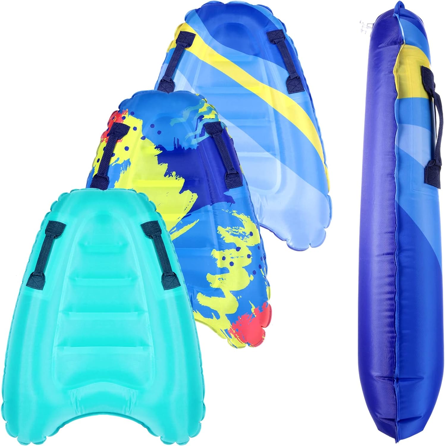 Zhanmai 3 Pcs Inflatable Surf Boards with Handles Lightweight Swimming Summer Floating Surfboard Surfing Float Board Fun Surf Boards Surfing Swimming Water Board for Kids, 3 Styles