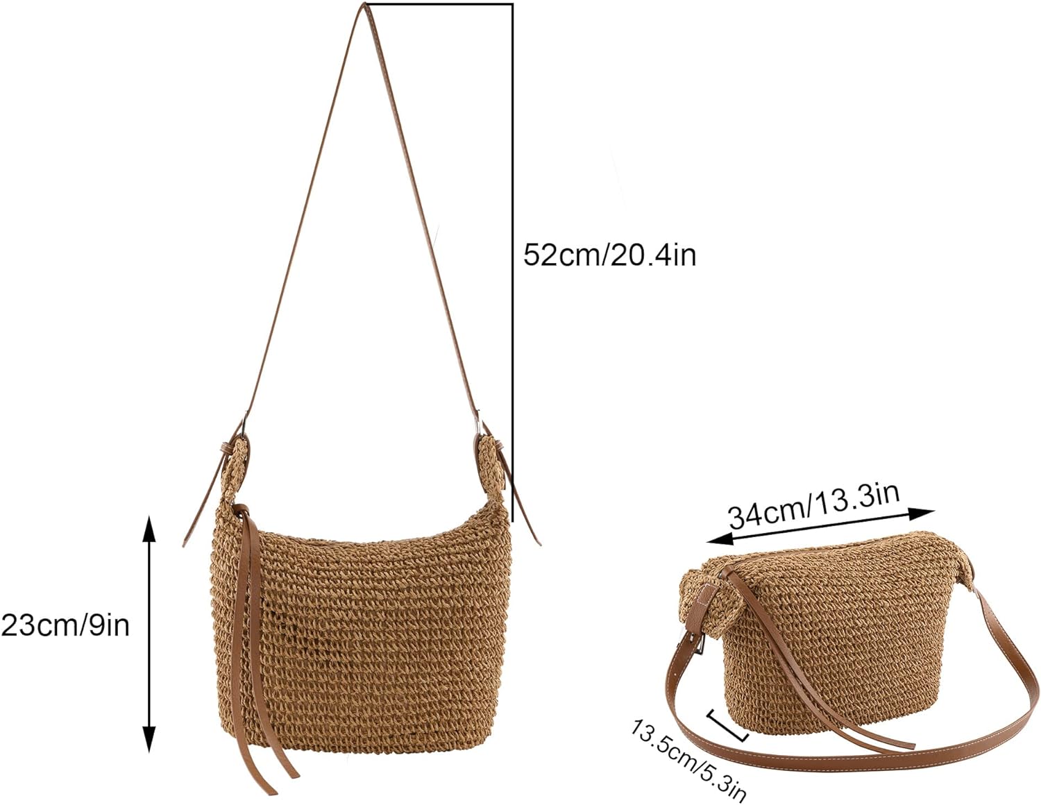 Ayliss Women Straw Handbag Purse Small Summer Beach Handmade Crossbody Shoulder Tote Handbag Handwoven Beach Straw Bag