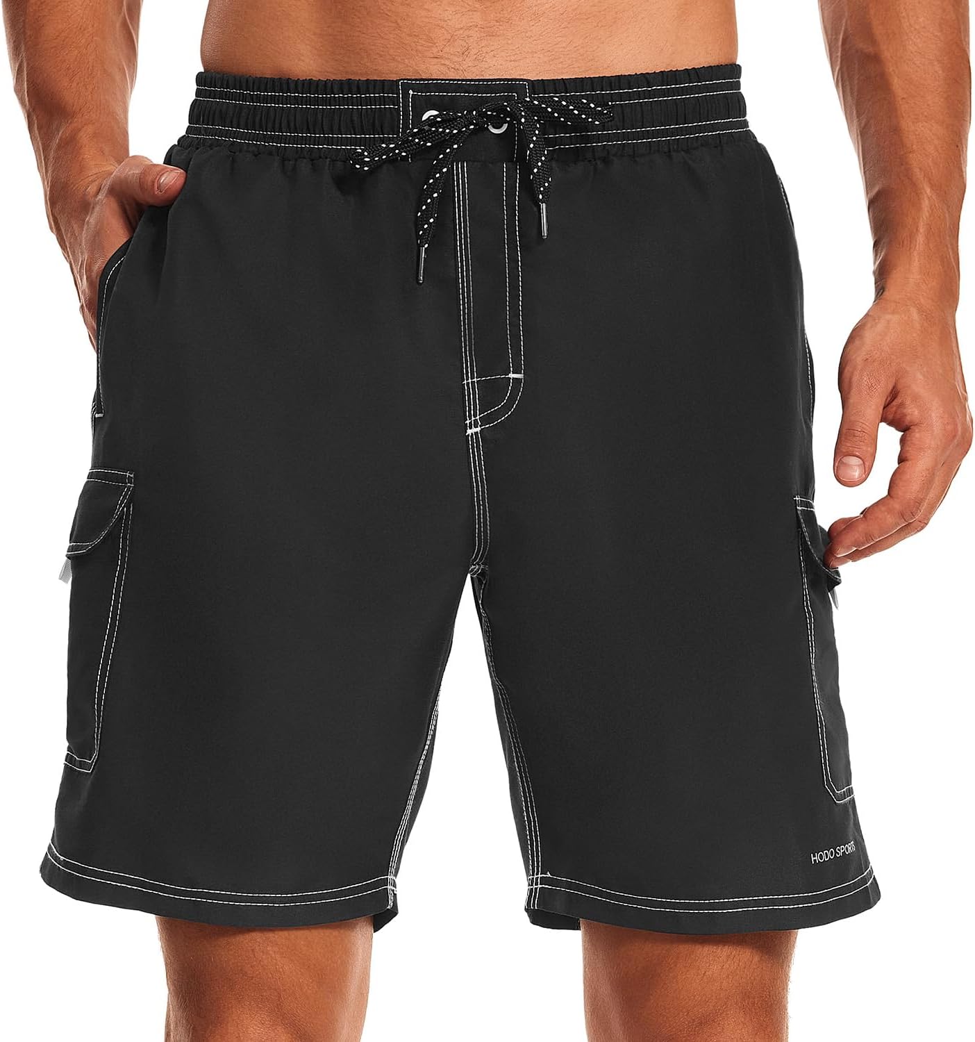 HODOSPORTS Men's 9" Swim Trunks Quick-Dry with Compression Liner (Regular&Extended Sizes)