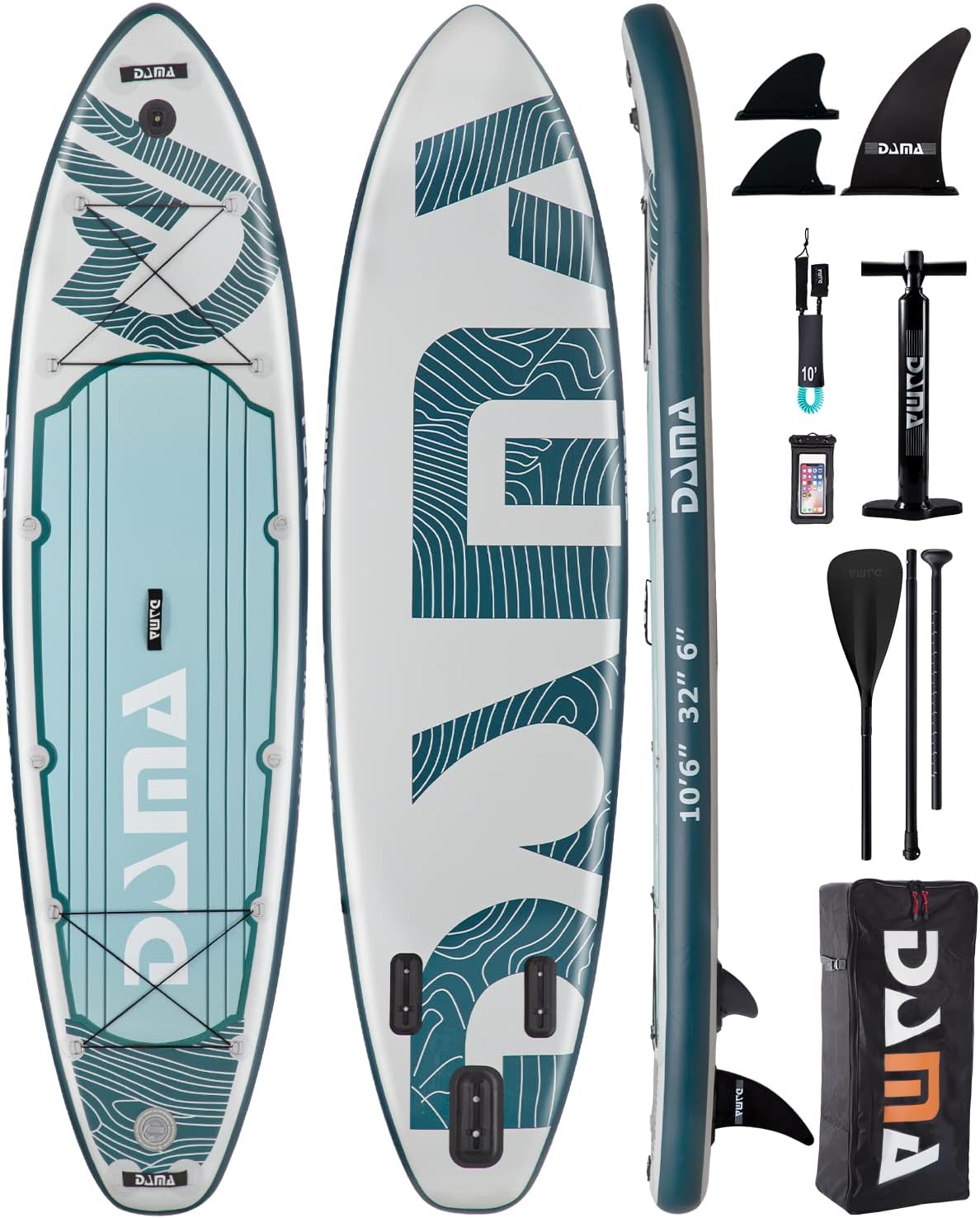 DAMA Premium Inflatable Stand Up Paddle Board (6 inch Thick), sup Board for Adults, SUP, Yoga Boards, Fishing Paddle Boards w/SUP Accessories, 4pcs Kayak Paddle, 32” Wide Stance, Non-Slip Deck