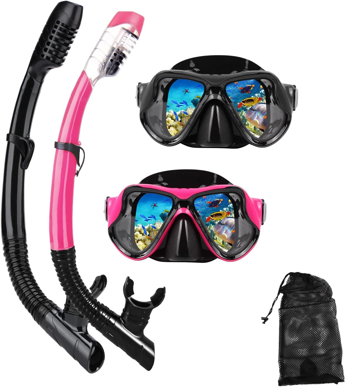 Snorkeling Gear for Adults Snorkel mask Set Scuba Diving mask Dry Snorkel Swimming Glasses Swim Dive mask Nose Cover Youth Free Diving