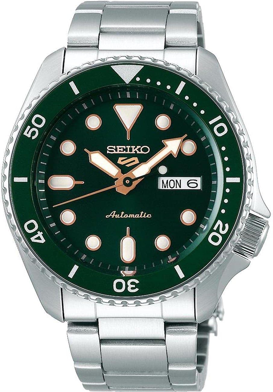 SEIKO Automatic Watch for Men - 5 Sports - Day/Date Calendar, LumiBrite Hands and Markers, and Rotating Bezel, 100m Water-Resistant