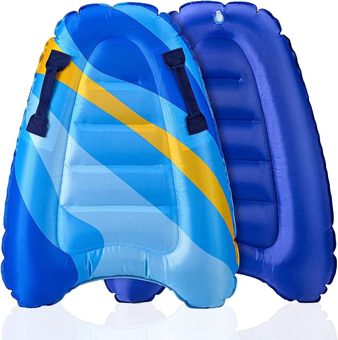 Inflatable Surf Body Board,Inflatable Surfboard Kickboard with Handles Foldable Swimming Pool Floating Pad for Both Adults Beginner and Childs Portable Boogie Boards