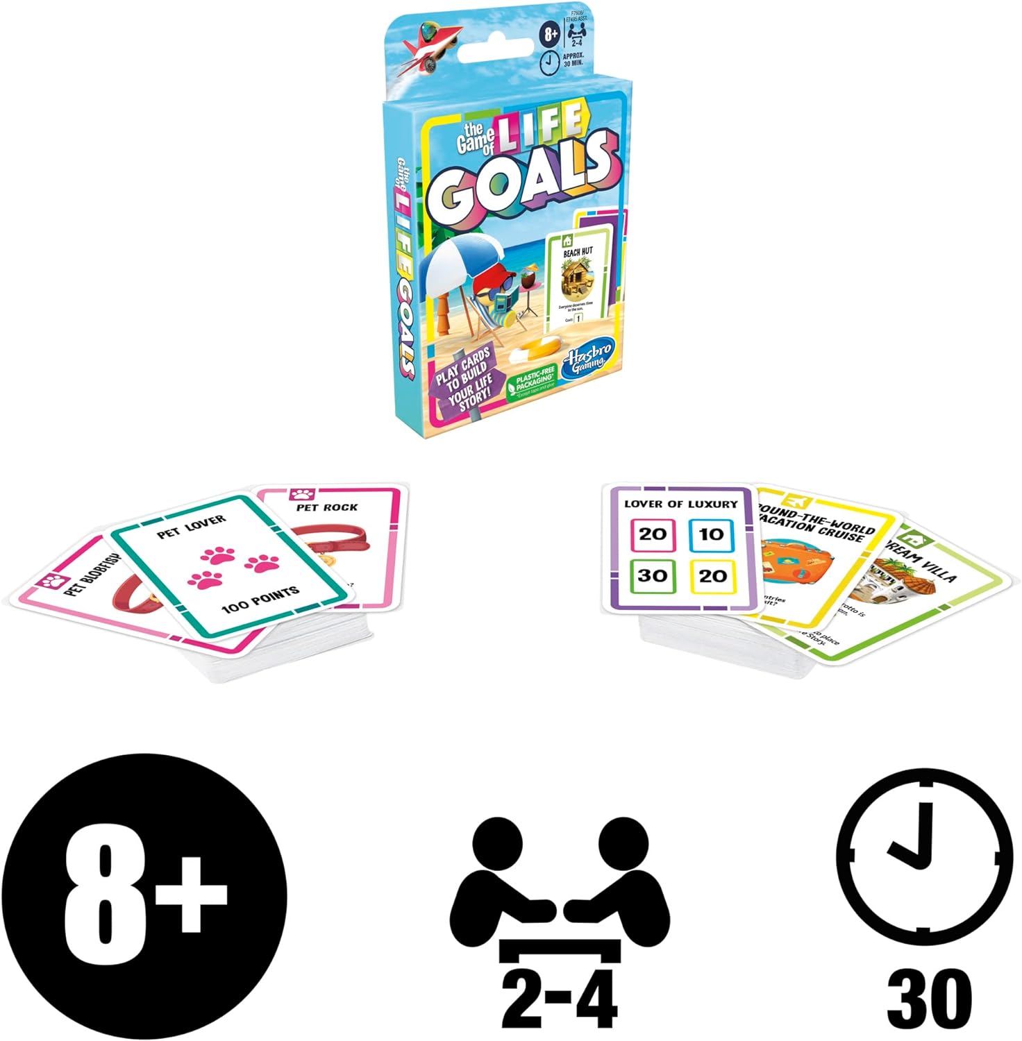 Hasbro The Game of Life Goals Card Game - Quick-Playing Family Game for 2-4 Players Ages 8 and Up