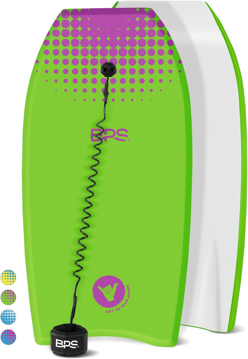 BPS New Zealand ‘Shaka’ Body Board for All Wave Conditions - Lightweight with EPS Core, HDPE Slick Bottom, Boogie Boards for Beach with Wrist Leash and Plug for Kids and Adults