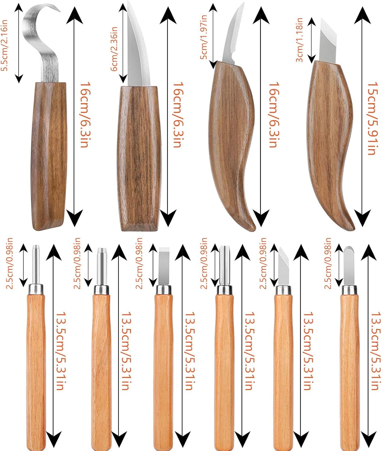 Wood Carving Tools Knife Set, Pack of 15 Wood Carving Chisel Set, Wood Whittling Kit for Beginners with Hook Knife Wood Carving, Whittling Knife Set with Gloves for Kids Adults Woodworking DIY