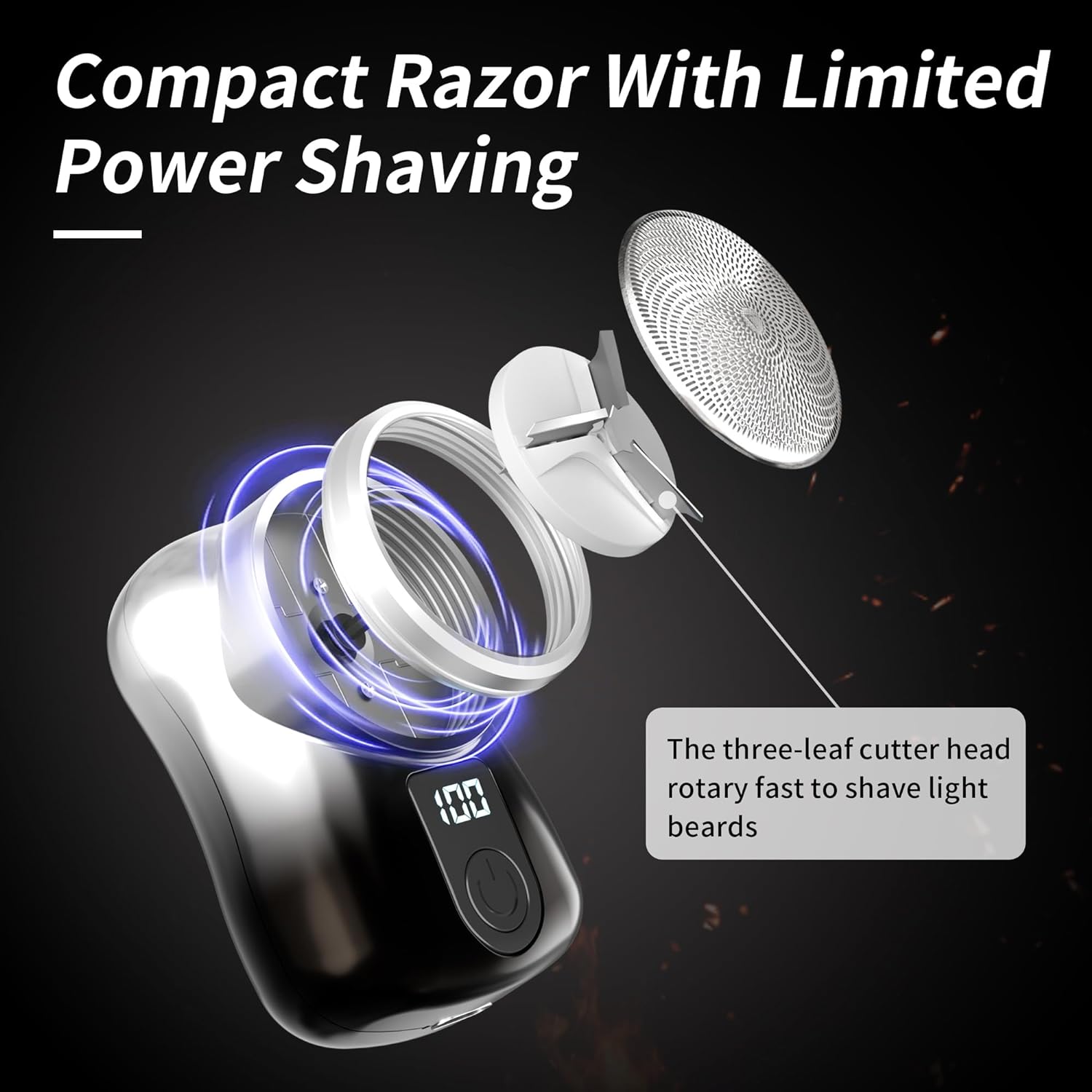 Electric Shaver for Men, Mini Shaver with Display Screen Razor, Portable Rotary Razor, Electric Razor for Men Face, Type-C Rechargeable for Home Travel Car and Gifts