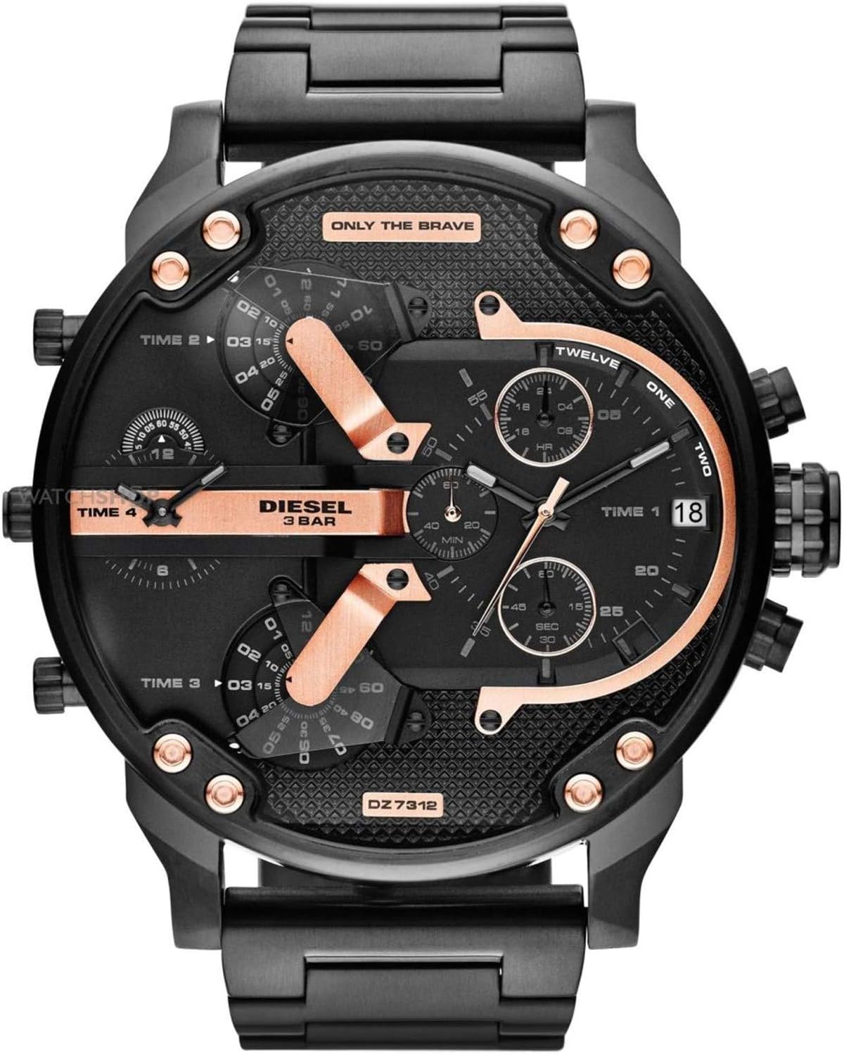 Diesel Men's 57mm Mr. Daddy 2.0 Quartz Stainless Steel Chronograph Watch, Color: Black (Model: DZ7312)