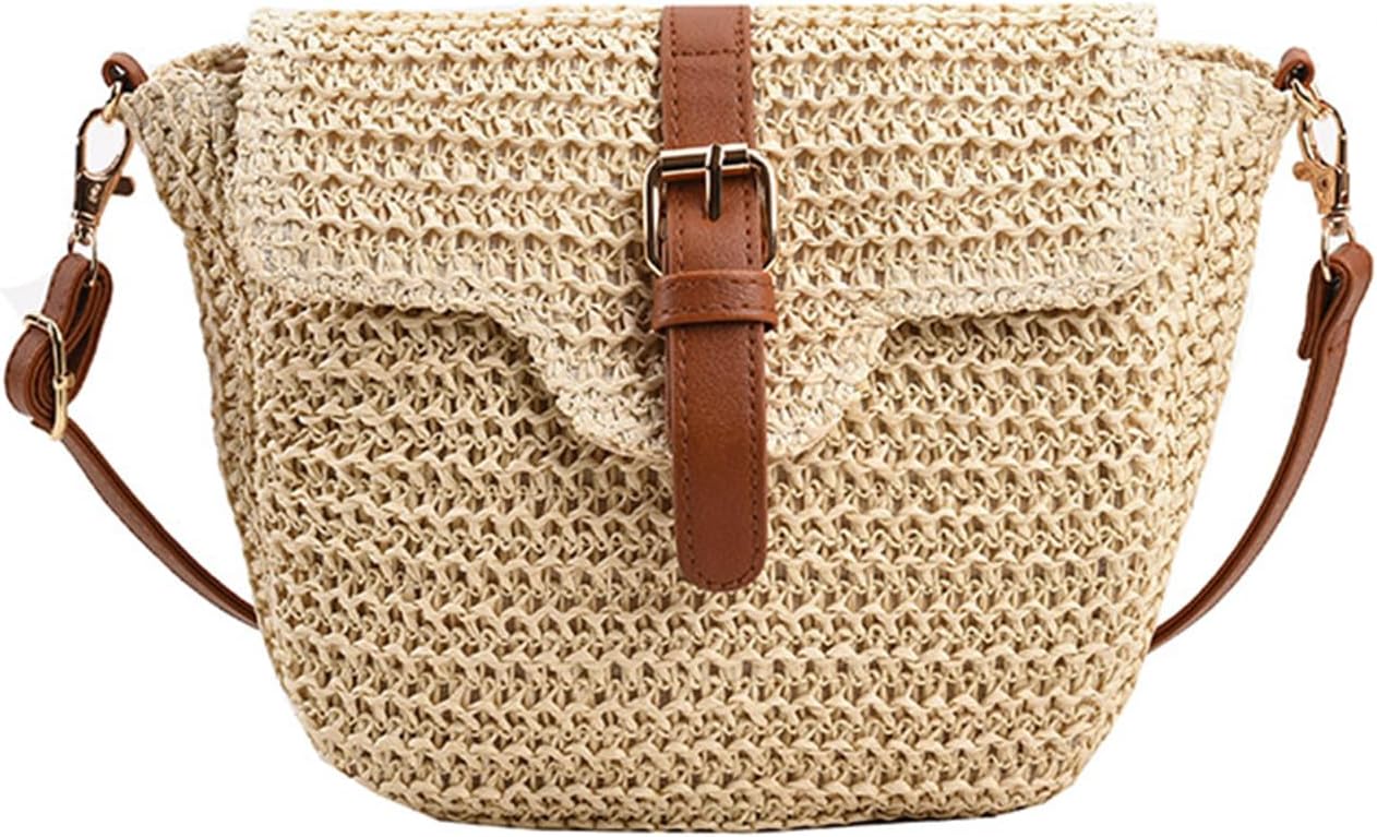 Straw Purses for Women, Summer Straw Crossbody Bag Purses Woven Straw Beach Bag for Vacation