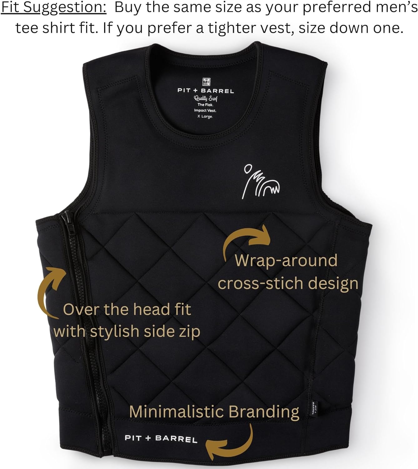 Mens Neoprene Wakesurf Impact Vest for Boating by Pit + Barrel Wake Surf Co. - Designed for Wake Surf and Skimboard, but Great for All Watersports Activities! Lightweight, Durable, and Timeless Style.