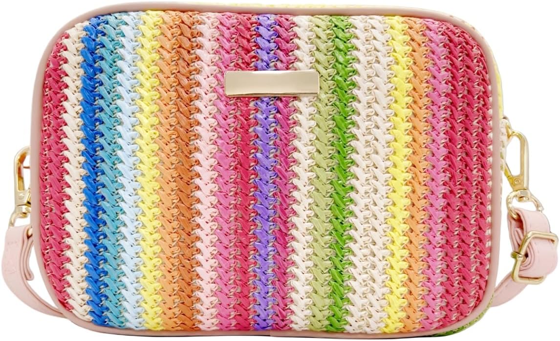 Straw Crossbody Bag Small Woven Purse for Women Cute Beach Shoulder Handbag 2024 Spring Summer Trendy