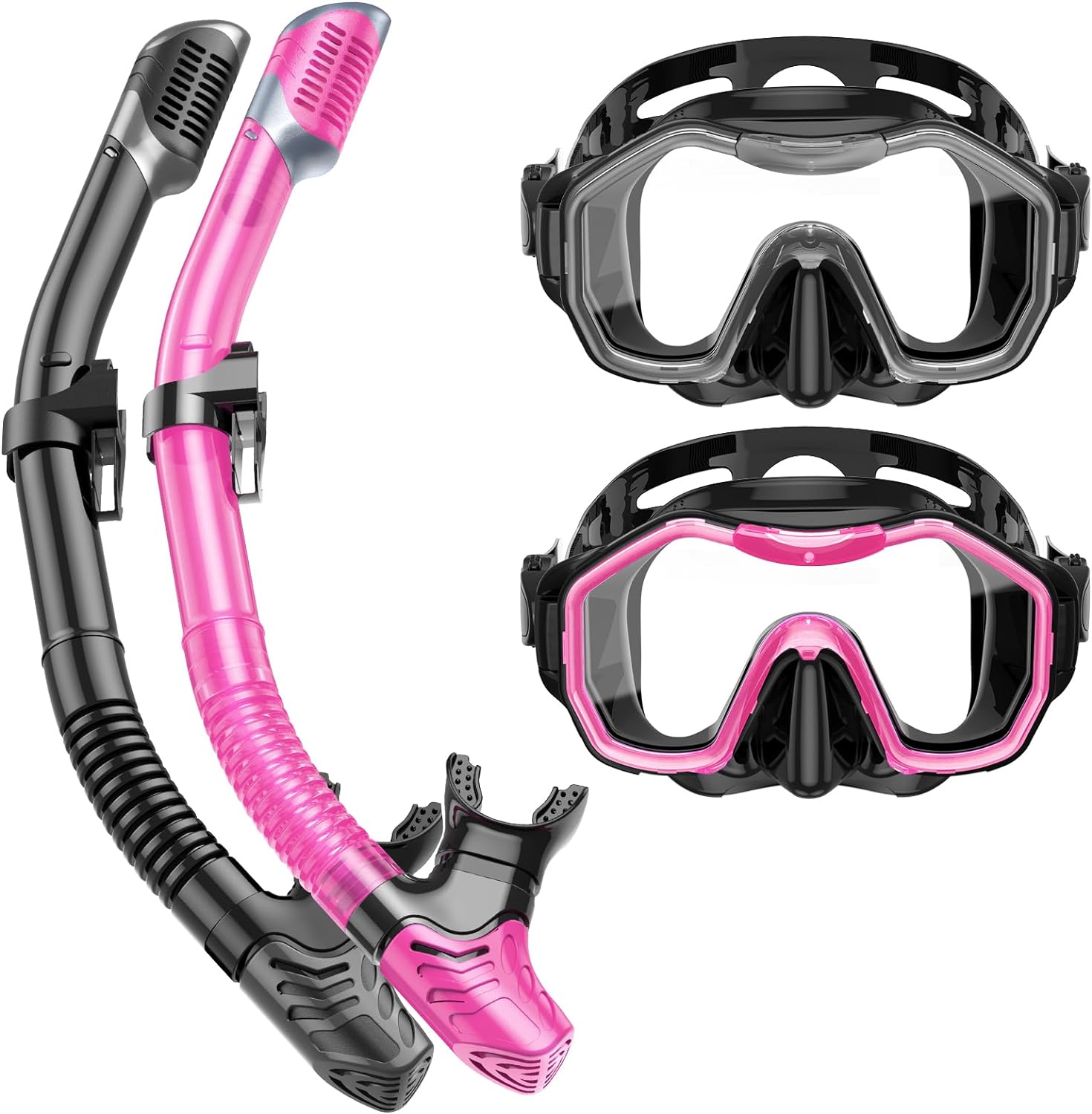 Snorkeling Gear for Adults, Kwambiri Dry-Top Snorkel Mask, 180°Panoramic Wide View Snorkel Mask Adult Snorkel Set for Snorkeling Scuba Diving Swimming Travel