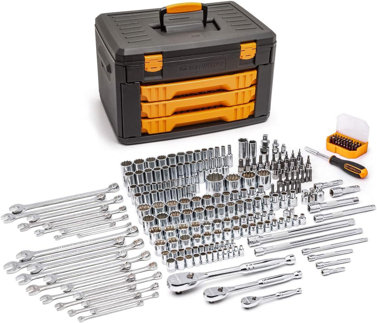 GEARWRENCH 243 Pc. 12 Pt. Mechanics Tool Set in 3 Drawer Storage Box - 80972