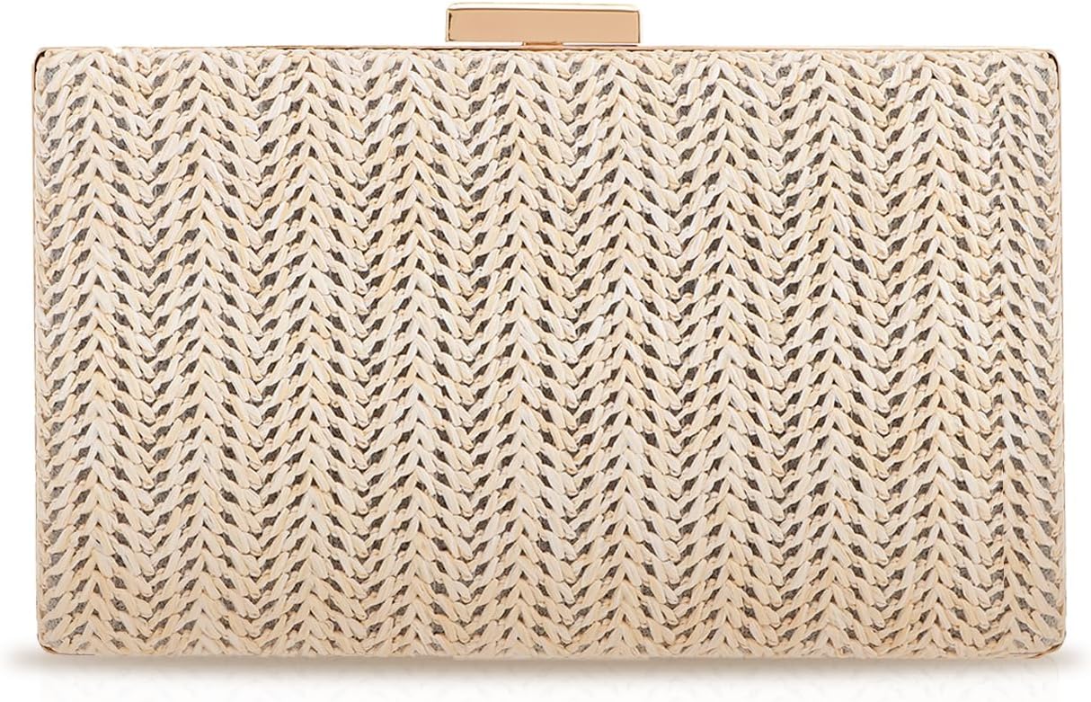 Straw Clutch Purse Raffia Rattan Summer Woven Beach Handbags for Women Vacation Travel 2024