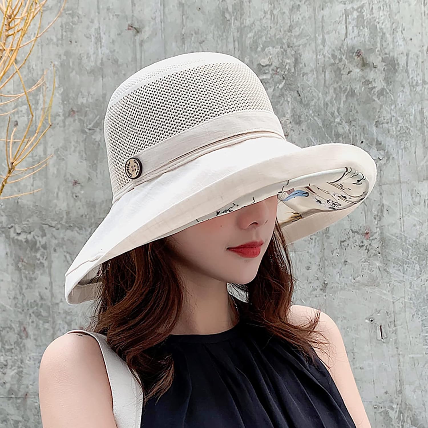 Summer Mesh Sun Hats for Women UV Protection Wide Brim Packable Beach Bucket Hat