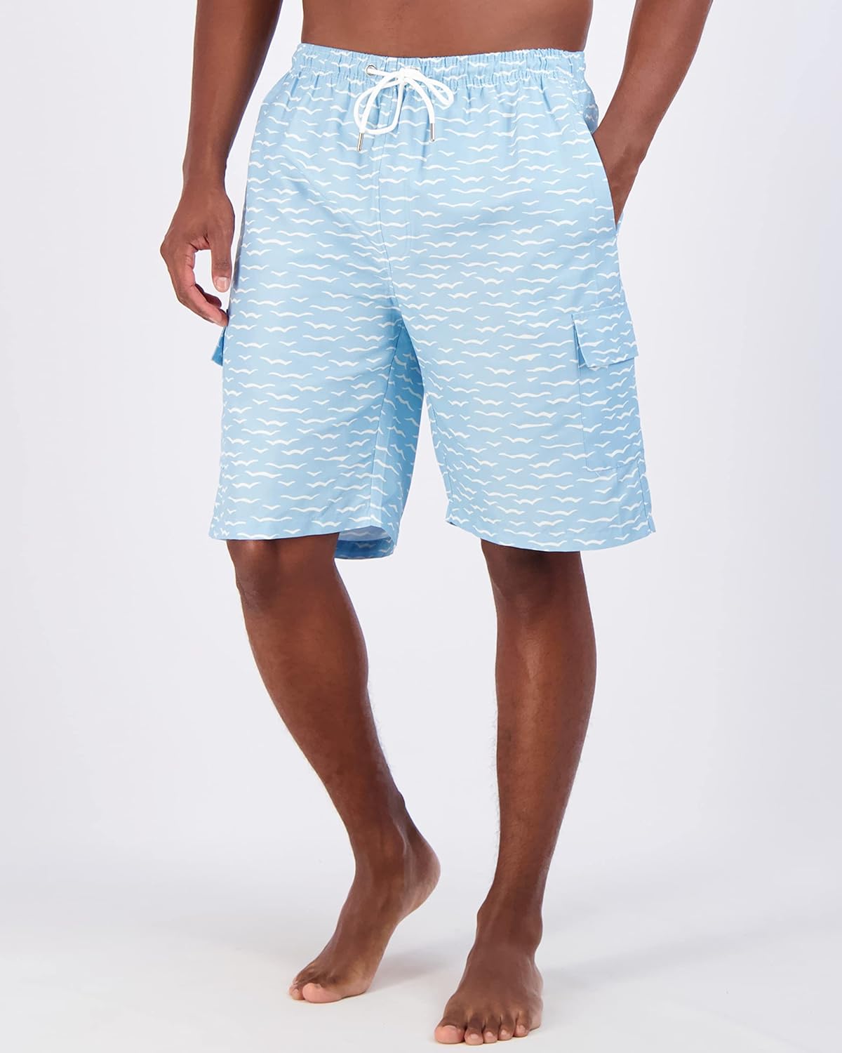 Real Essentials 3 Pack: Men's Swim Trunks with Cargo Pockets & Mesh Lining (Available in Big & Tall)