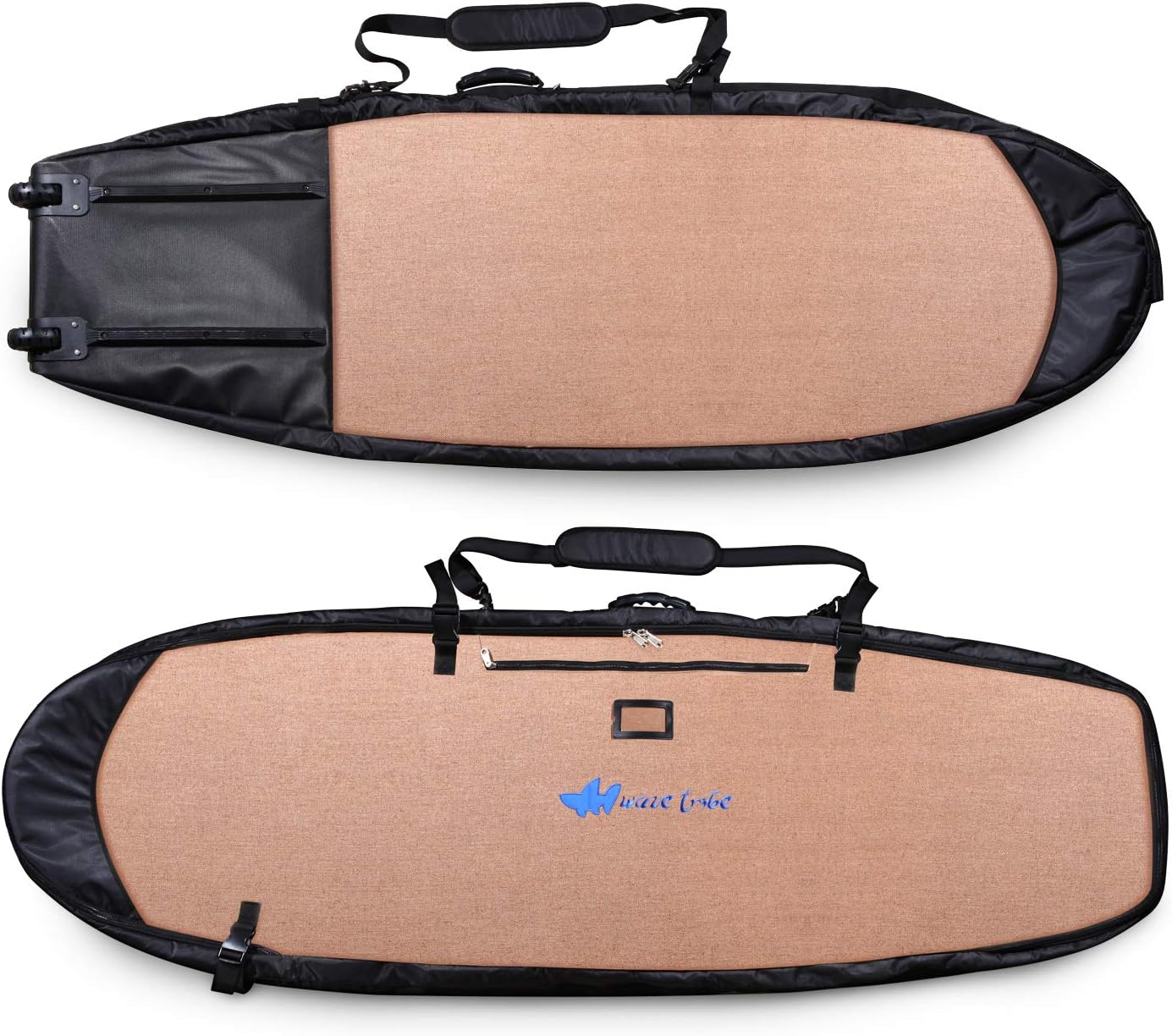 Wave Tribe Tiger Queen Surfboard Travel Bag with Wheels - Hemp Surfboard Bag, Perfect for Surfers, Fits 3-4 Boards, YKK Zipper, 10mm Padding, Extra Protection, Pro Quiver Style (6'7, 7'6, 8'6, 9'6)