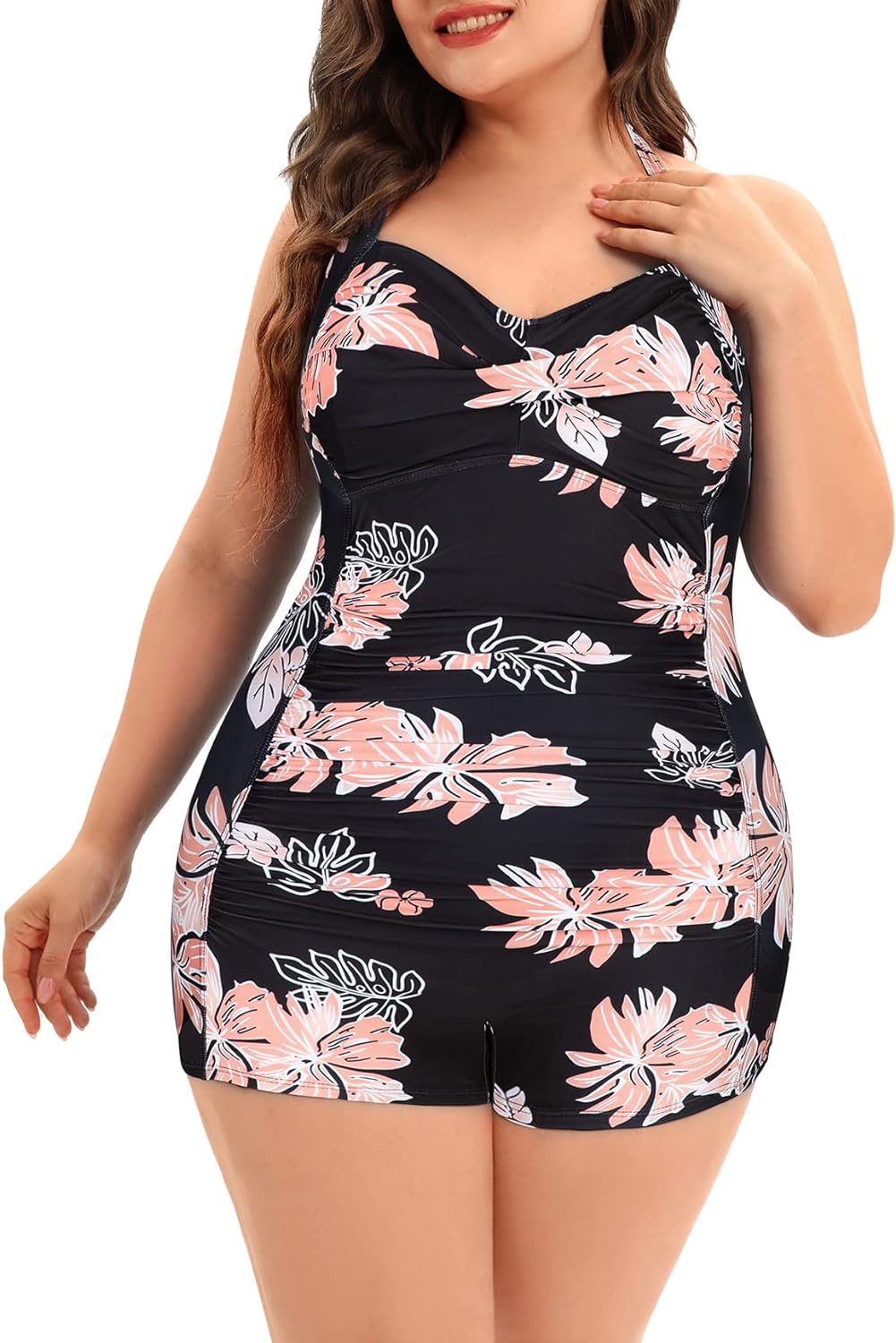 Women's Plus Size Bathing Suits One Piece Swimsuit Women Tummy Control Vintage Ruched Swimwear