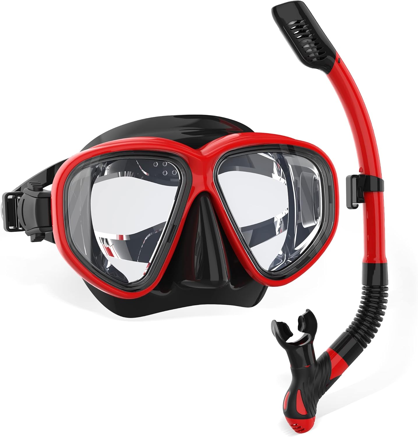 Snorkel Set, Anti-Fog Diving Mask, Comfortable Adult Scuba Mask with Tempered Glass, Men's and Women's Snorkeling Gear