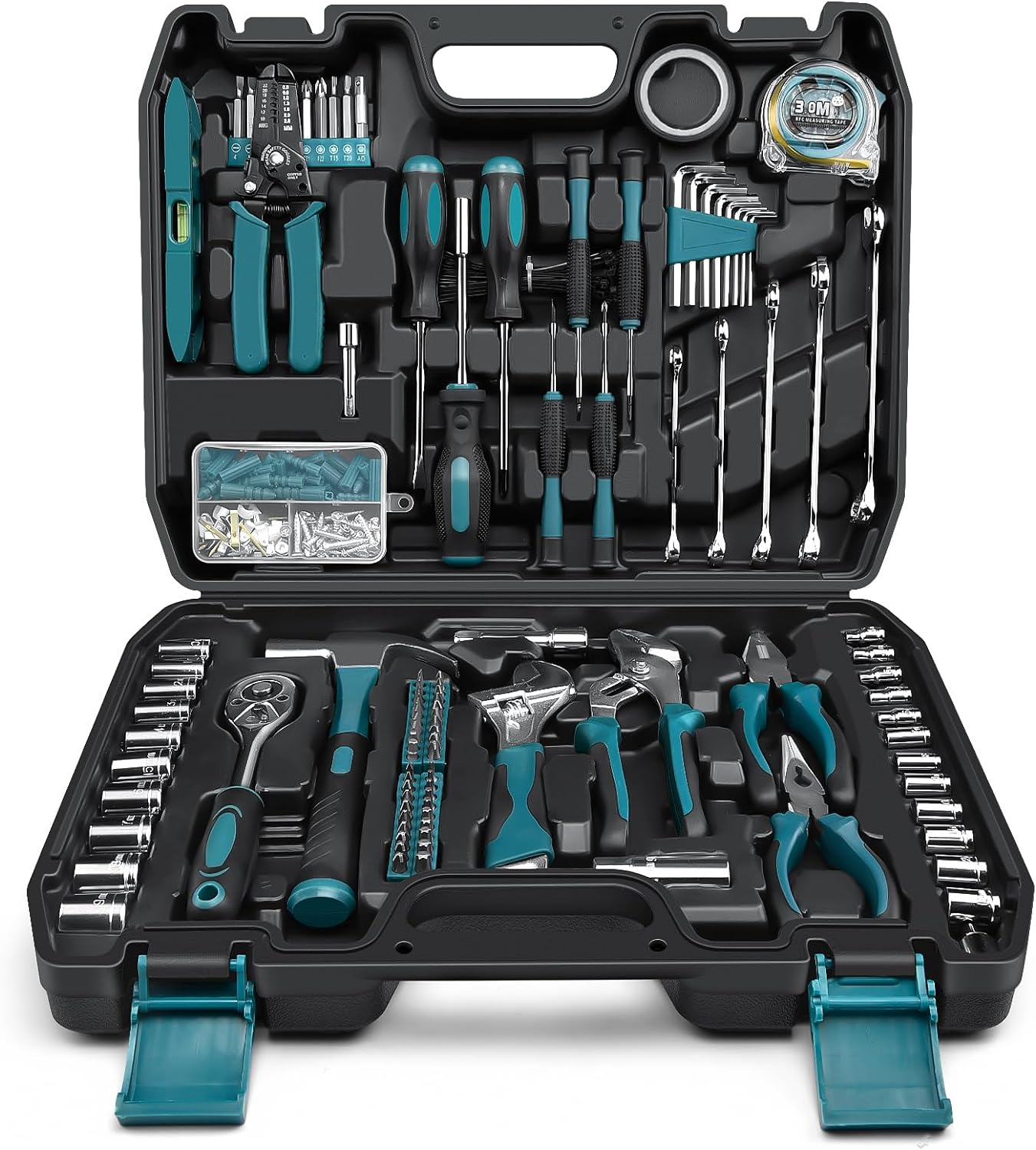 Sundpey Home Tool Kit 281-PCs - Protable Complete Basic Repair General Hand Tool Sets for Men Women - Full Tool Set with Socket Wrench Set & Screwdriver Set & Metric Hex Key & Pliers & Tool Box Case