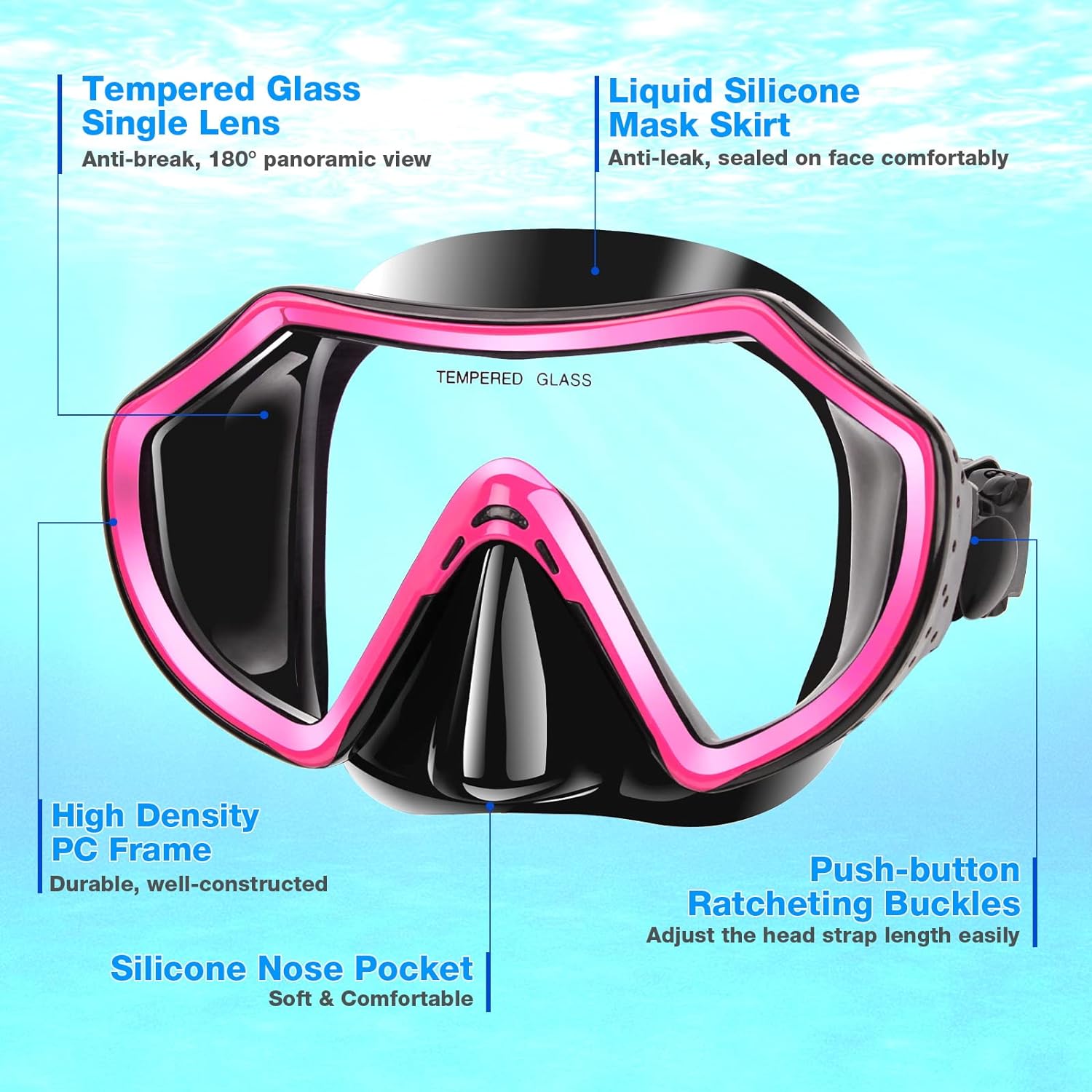 Snorkeling Gear for Adults, Dry Adult Snorkel Set HD Panoramic View Snorkel Mask Set, Anti-Leak and Anti-Fog Scuba Diving Package with Mesh Bag Ear Plug for Snorkeling Scuba Diving Travel