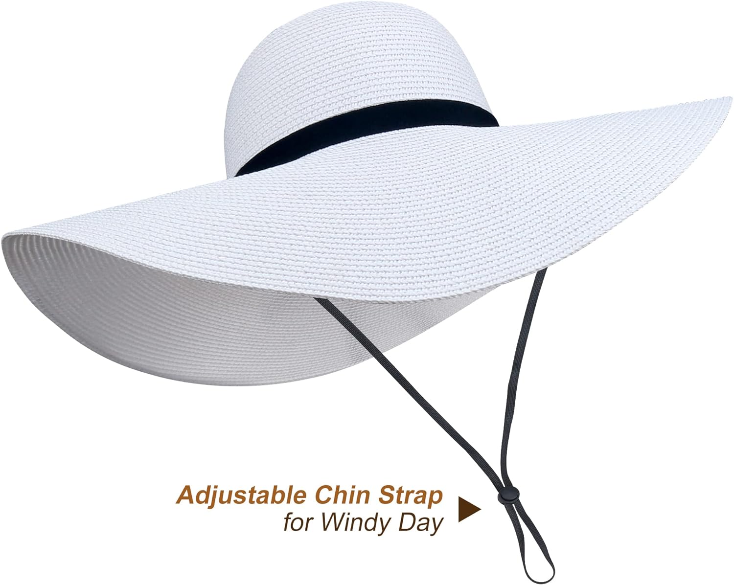 Naivlizer Women Wide Brim Sun Hat UPF50 Straw Summer Hat Floppy Beach Hat Roll-Up