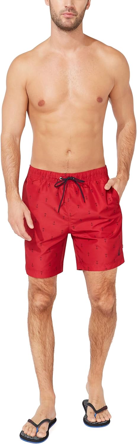 Nautica Men's Standard Quick Dry All Over Classic Anchor Print Swim Trunk